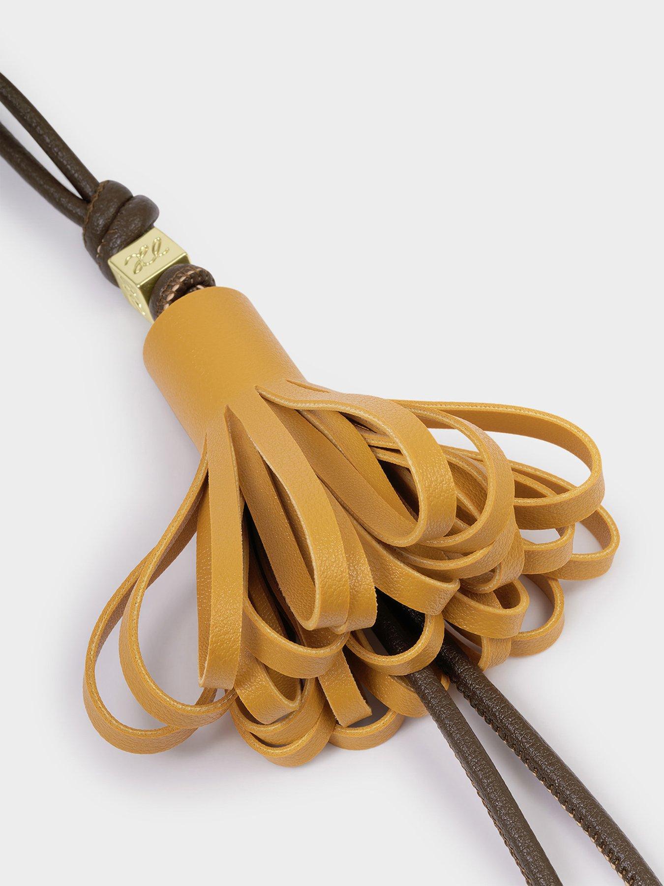Image 3 of 5 of Katie Loxton Tassel Bag Charm - Bitter Chocolate/Yellow