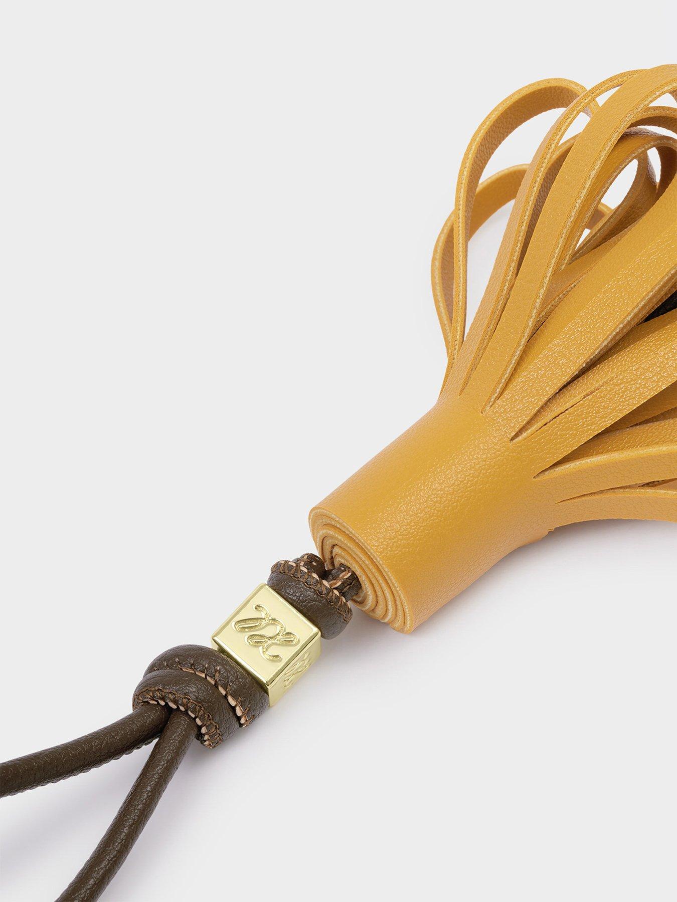 Image 4 of 5 of Katie Loxton Tassel Bag Charm - Bitter Chocolate/Yellow