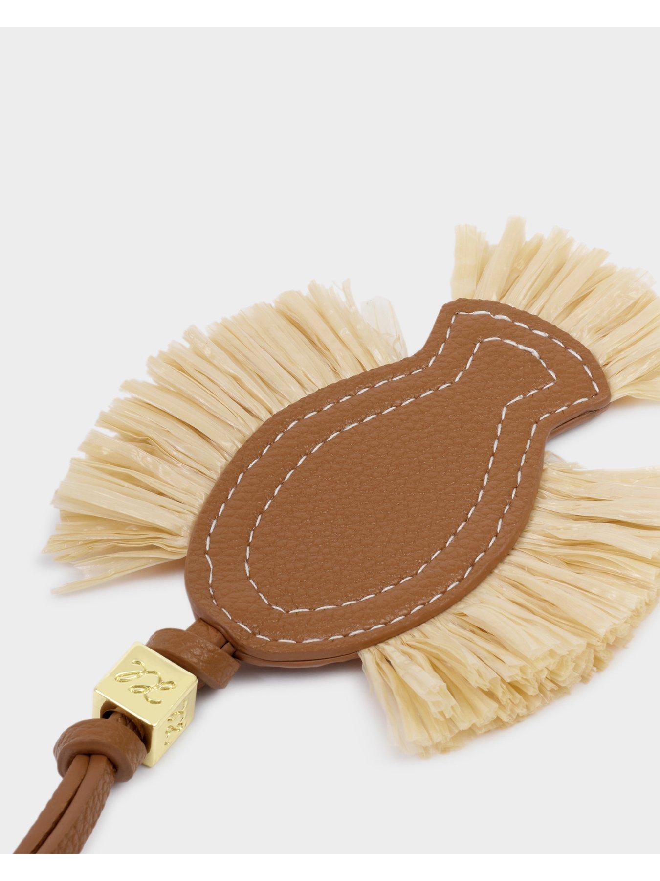 Image 3 of 5 of Katie Loxton Raffia Fish Bag Charm - Cognac / Raffia