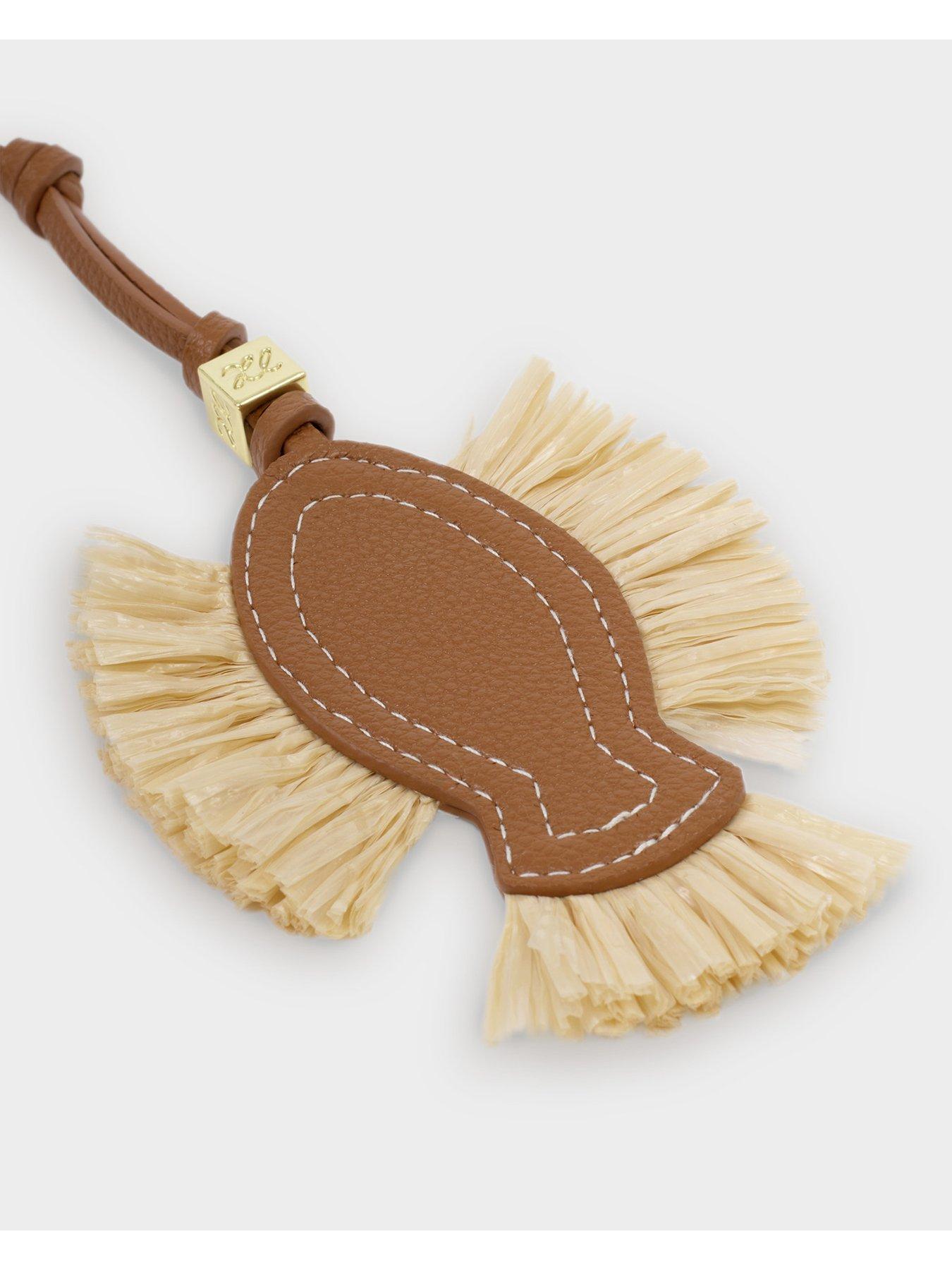 Image 4 of 5 of Katie Loxton Raffia Fish Bag Charm - Cognac / Raffia