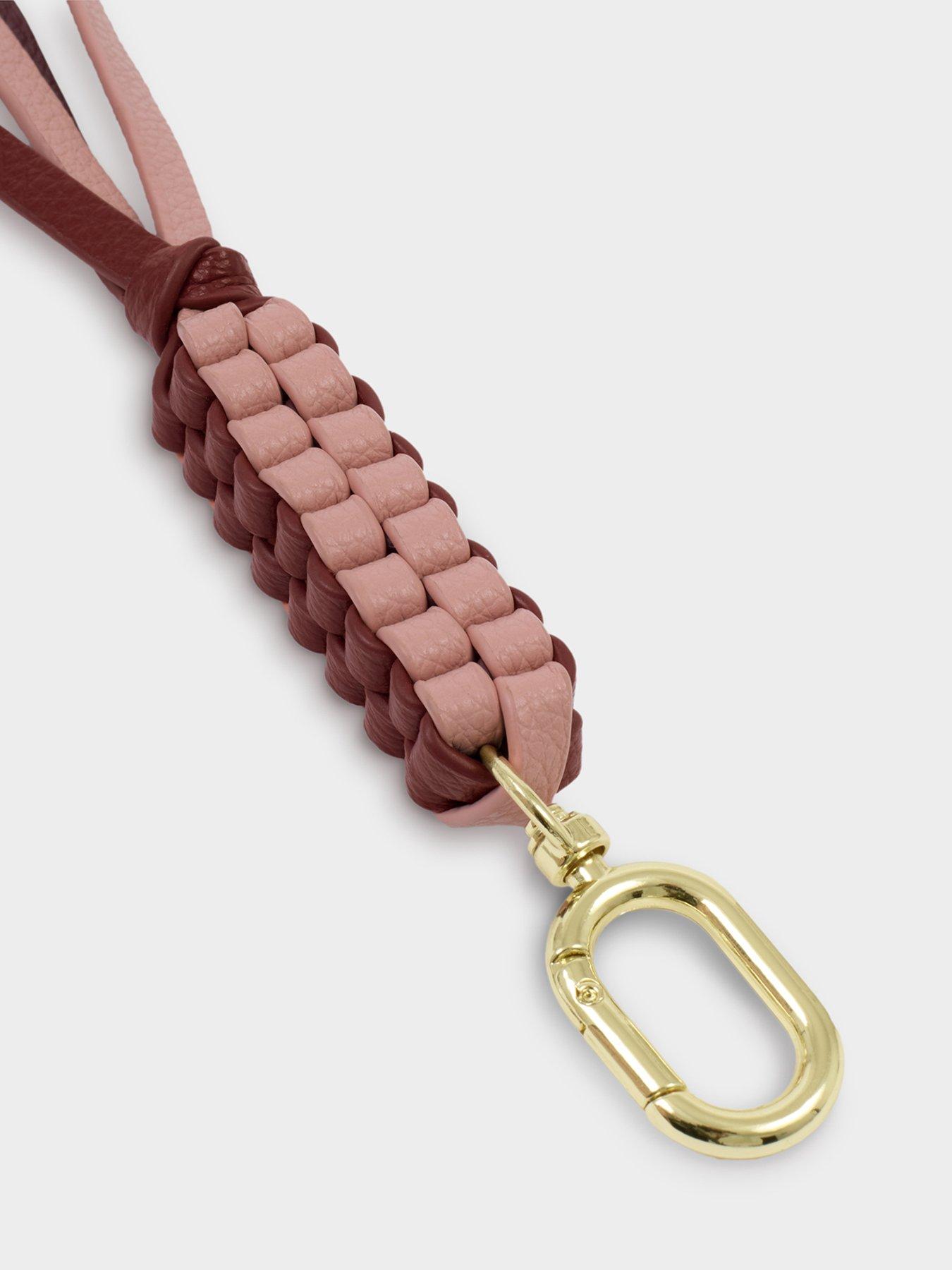 Image 4 of 5 of Katie Loxton Braided Keyring Bag Charm - Rose Pink / Cherry