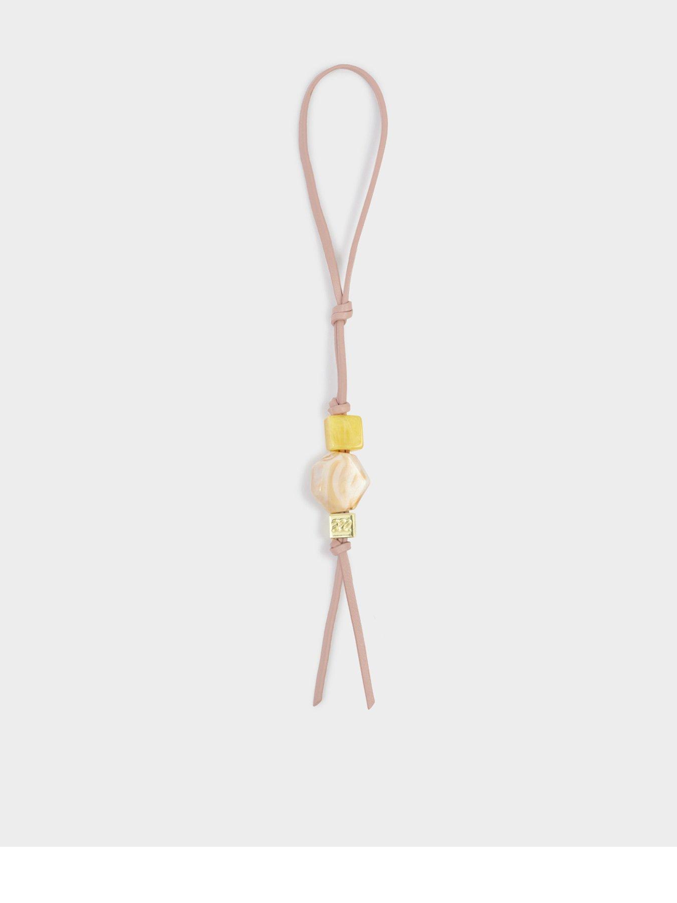 Image 1 of 5 of Katie Loxton Braided Keyring Bag Charm - Pink Heather