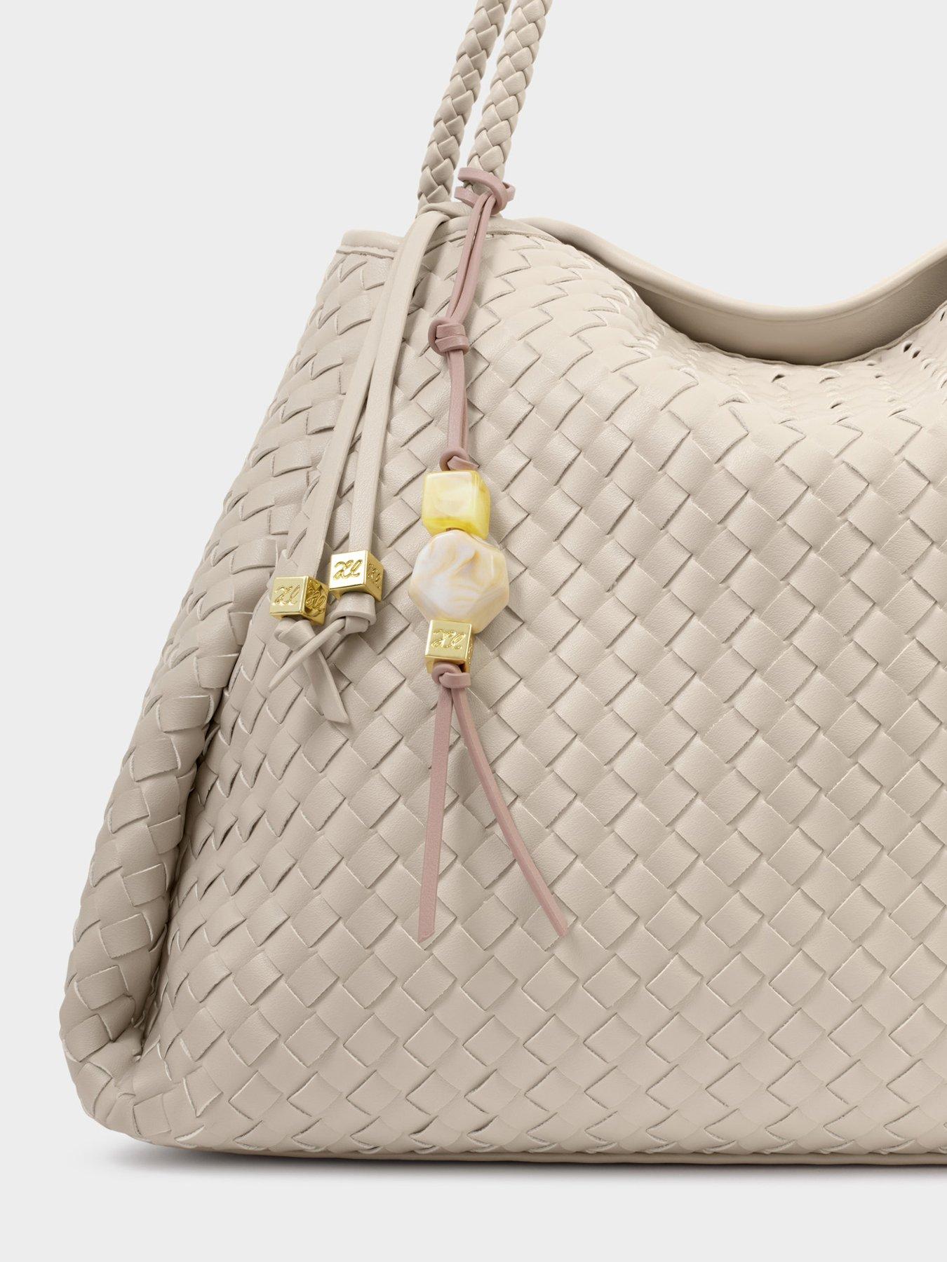 Image 2 of 5 of Katie Loxton Braided Keyring Bag Charm - Pink Heather