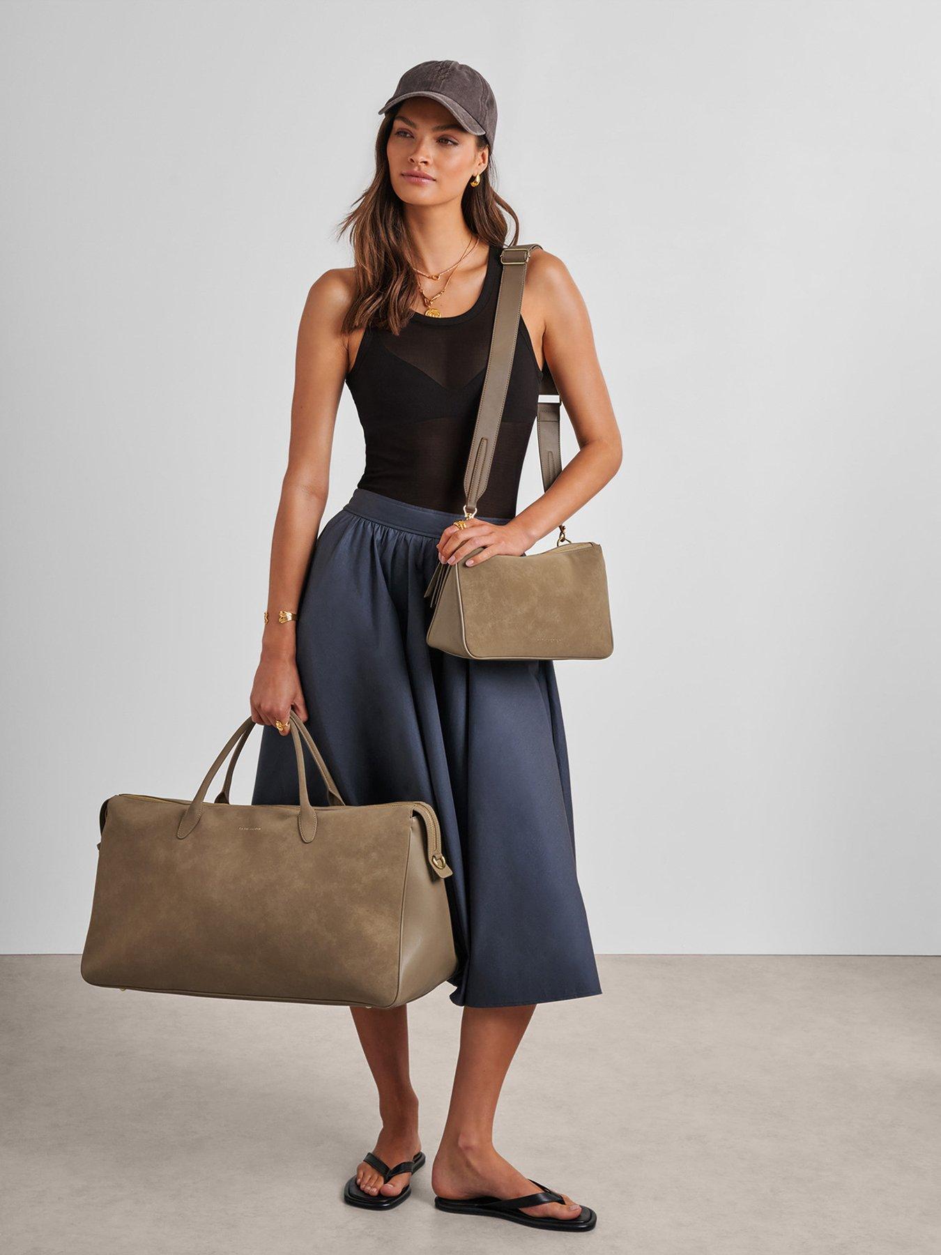 Katie Loxton Ascot Suedette Weekend Bag And Pouch Organiser - Taupe Suedette