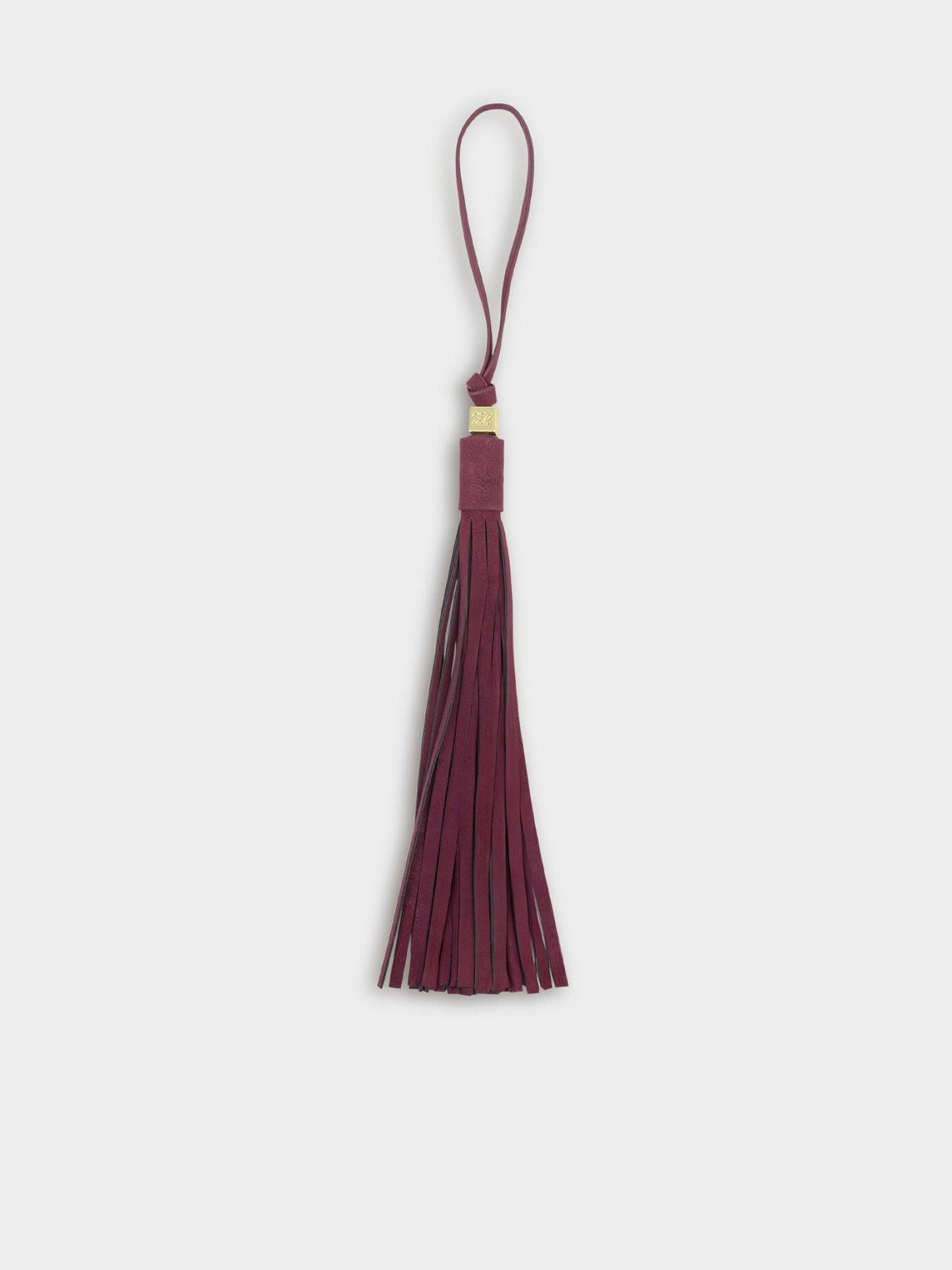 Katie Loxton Oversized Tassel Bag Charm - Cherry Suedette