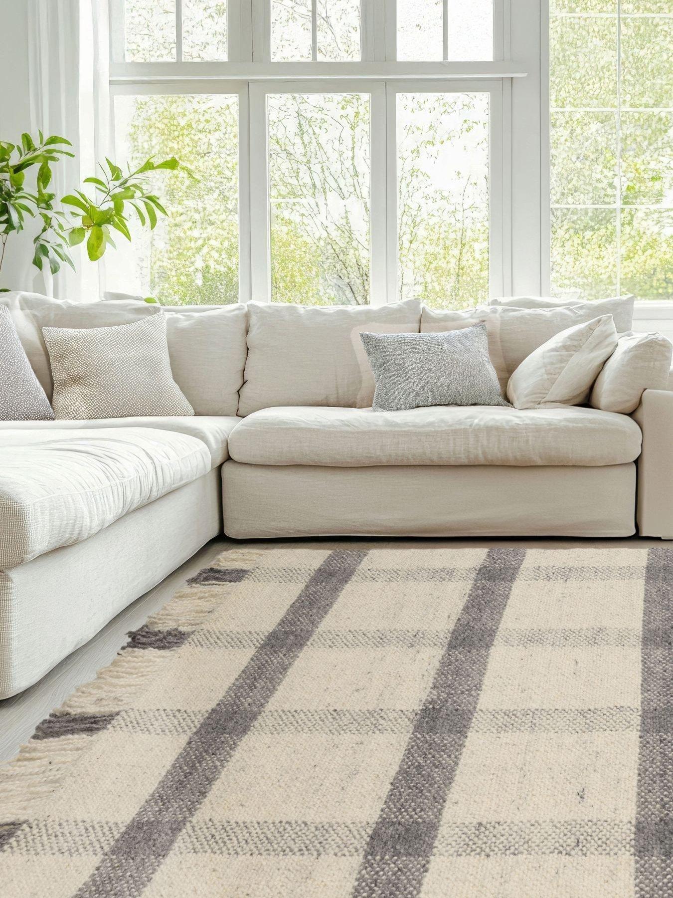 Image 1 of 4 of The Very Collection Handwoven Checked Flatweave Rug