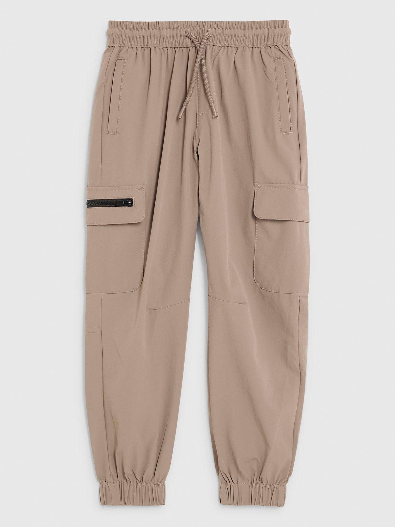 River Island Older Boys Zip Cargo Trousers, Beige, Size Age: 12 Years