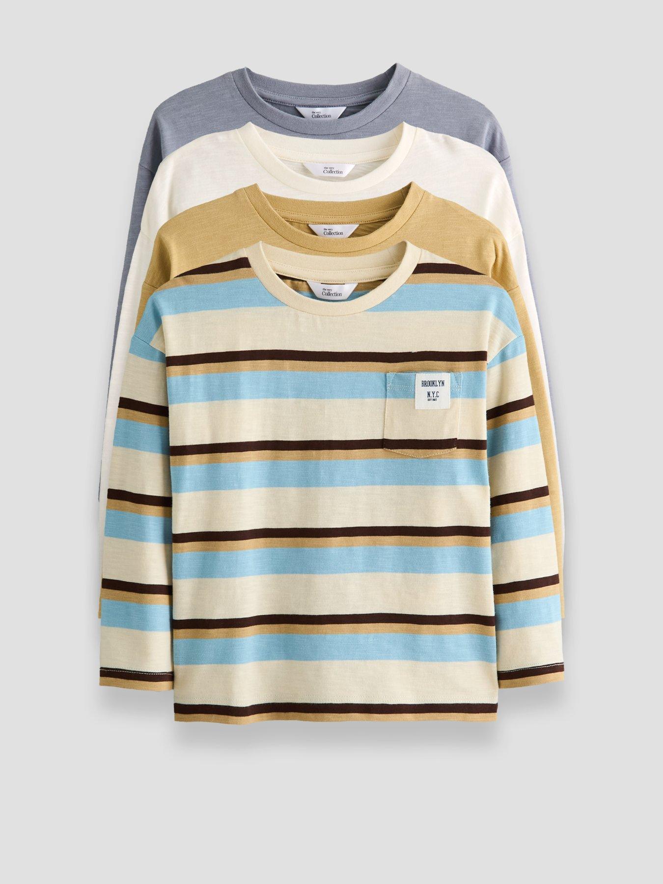 Image 1 of 5 of The Very Collection Boys 4 Pack Slogan Long Sleeve T-shirts (9 months - 7 years) - Multi