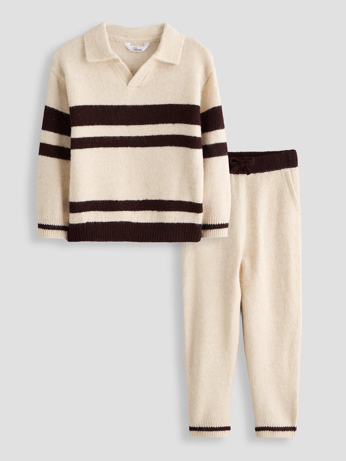The Very Collection Boys Knitted Polo Top And Joggers Basic Outfit - Multi