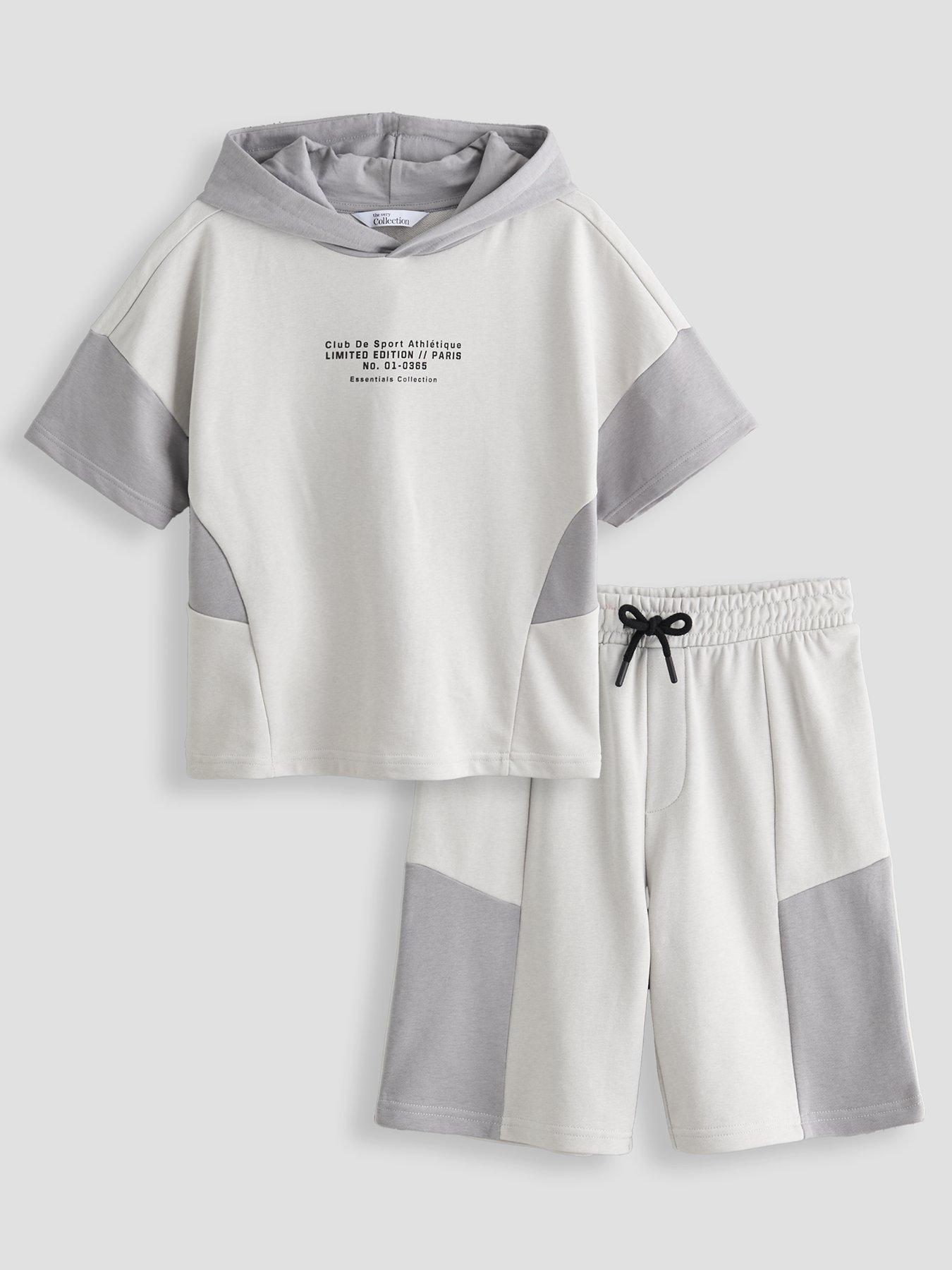 Image 1 of 4 of The Very Collection Boys Short Sleeve Hoodie &amp; Shorts Set - Grey