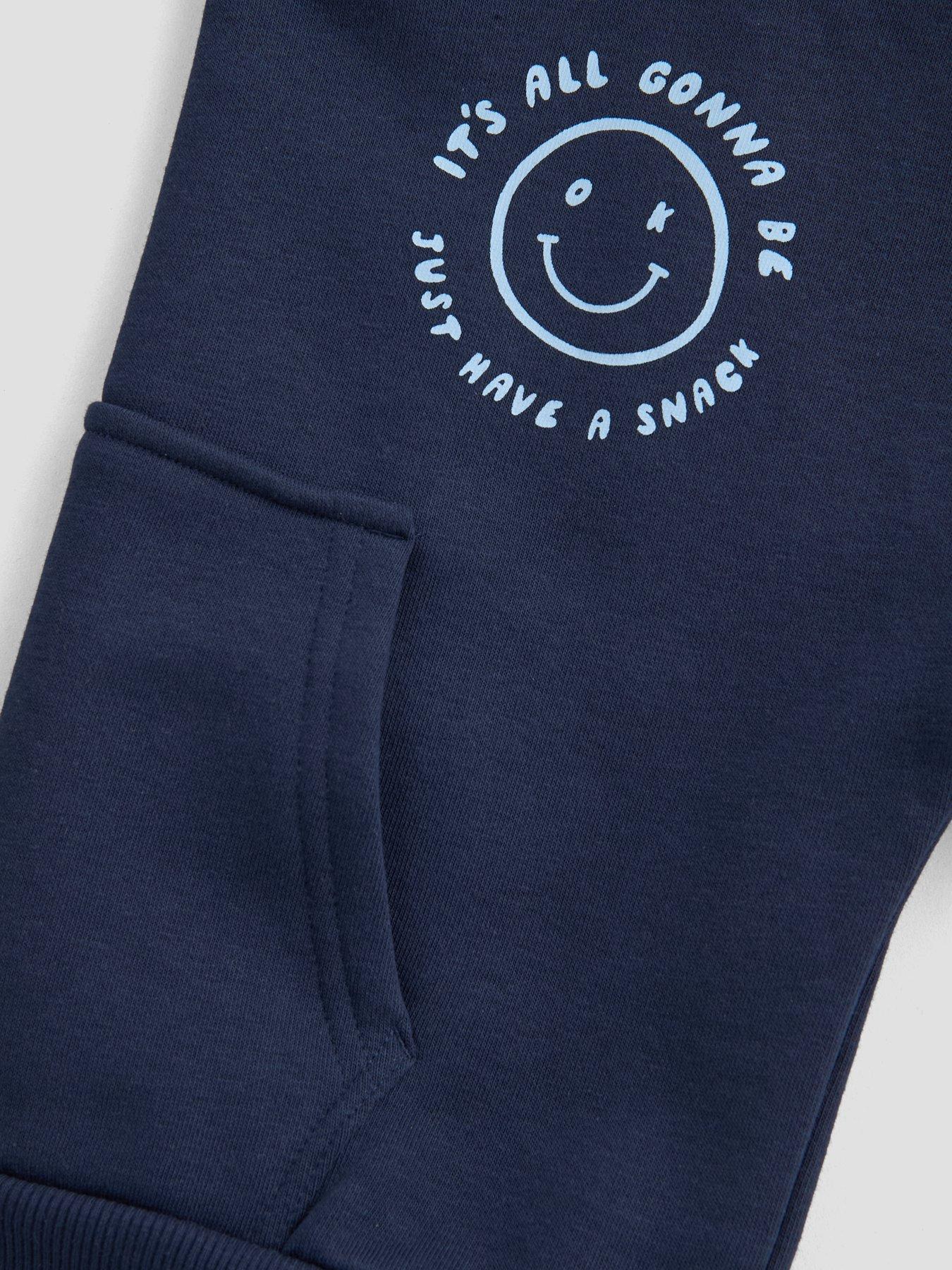 Image 3 of 5 of The Very Collection Boys Smile Back Graphic Hoodie And Joggers Outfit Set (9 months - 7 years) - Navy