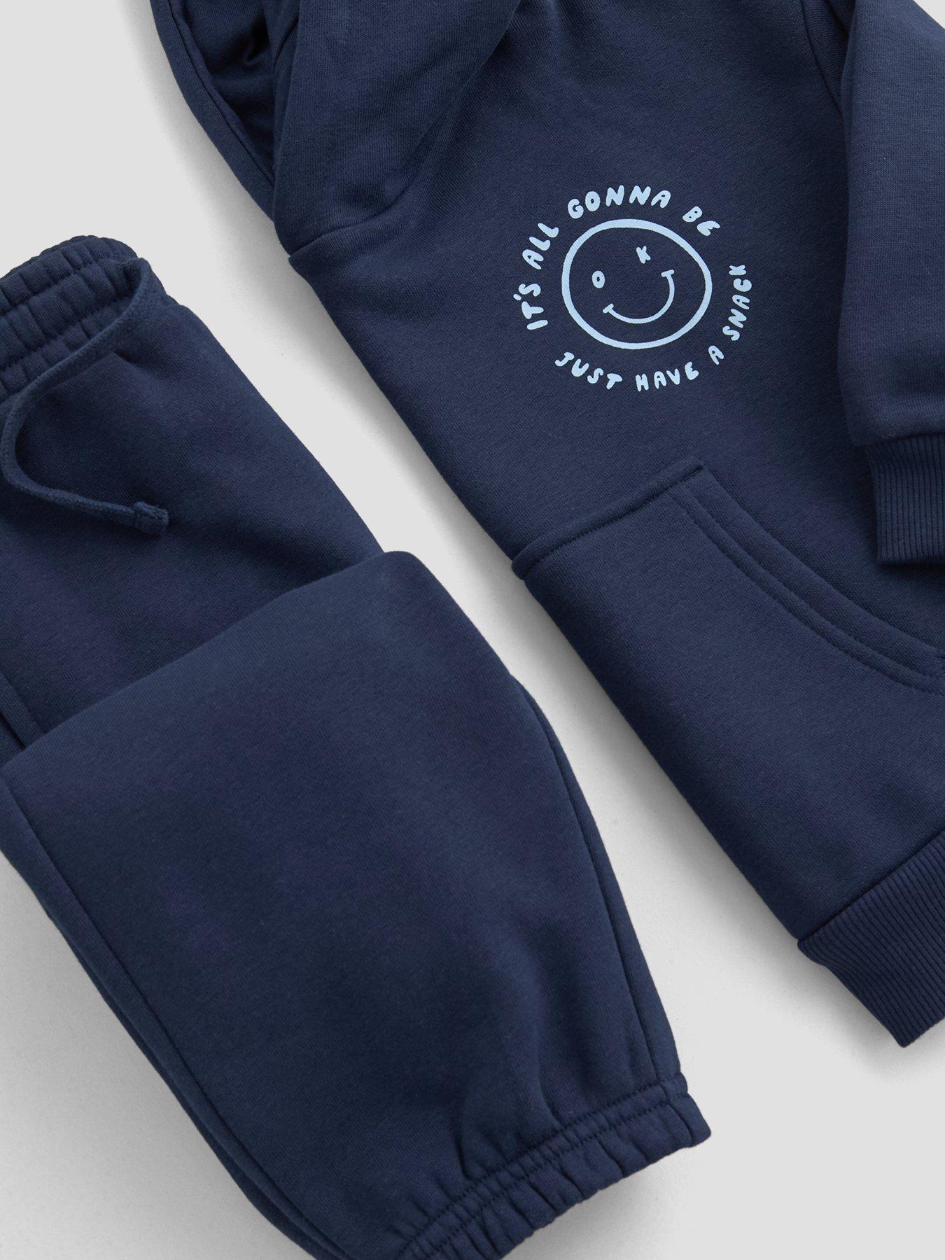 Image 4 of 5 of The Very Collection Boys Smile Back Graphic Hoodie And Joggers Outfit Set (9 months - 7 years) - Navy