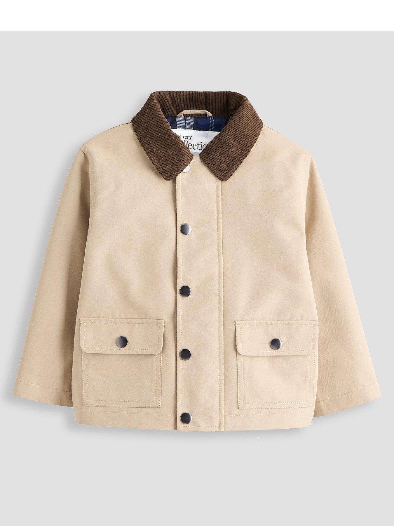 Image 1 of 5 of The Very Collection Boys' Check Lined Barn Jacket with Cord Collar - Stone