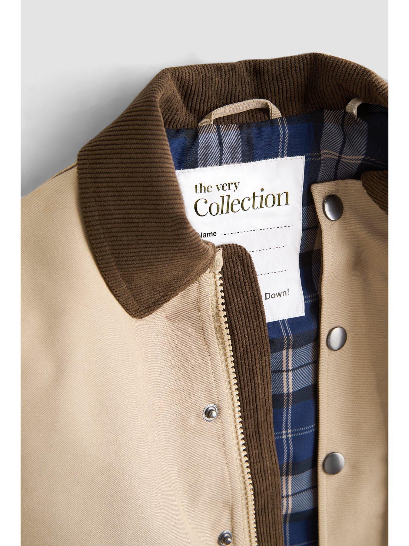Image 3 of 5 of The Very Collection Boys' Check Lined Barn Jacket with Cord Collar - Stone