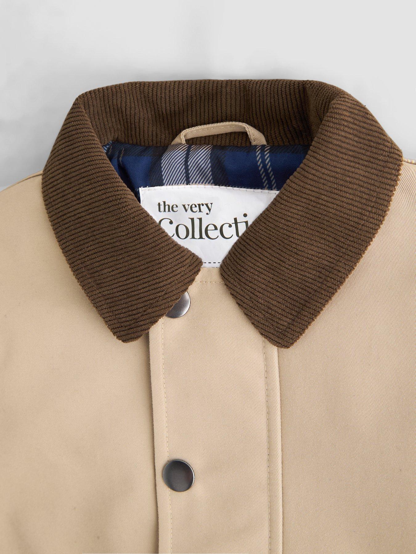 Image 4 of 5 of The Very Collection Boys' Check Lined Barn Jacket with Cord Collar - Stone