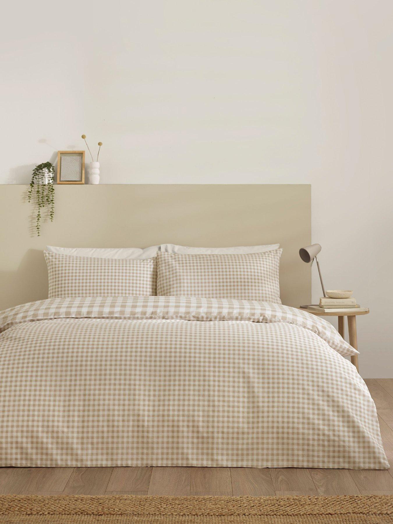 Catherine Lansfield Bamford Gingham Check Duvet Set Natural