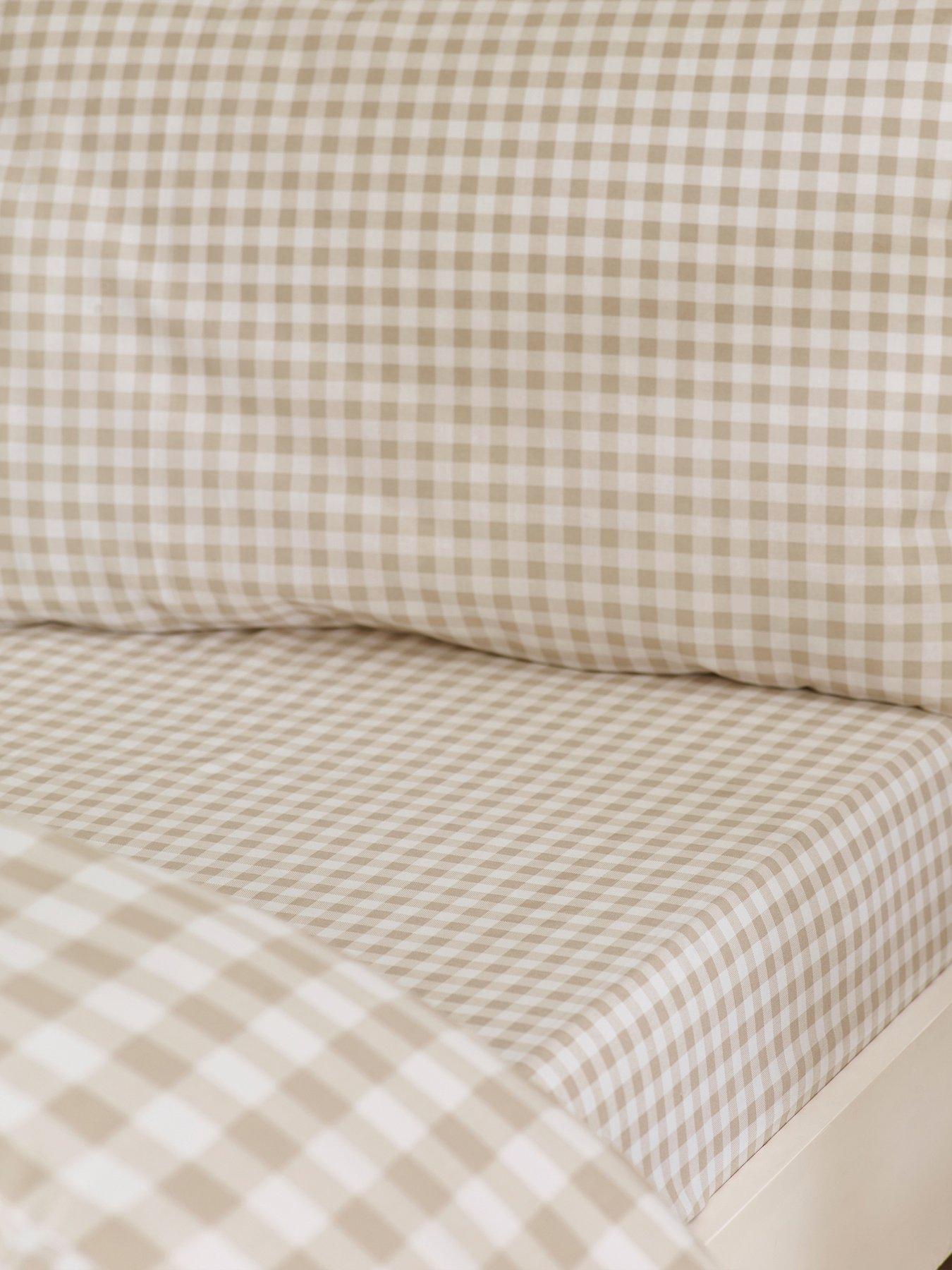 Catherine Lansfield Bamford Gingham Check Fitted Sheet Natural
