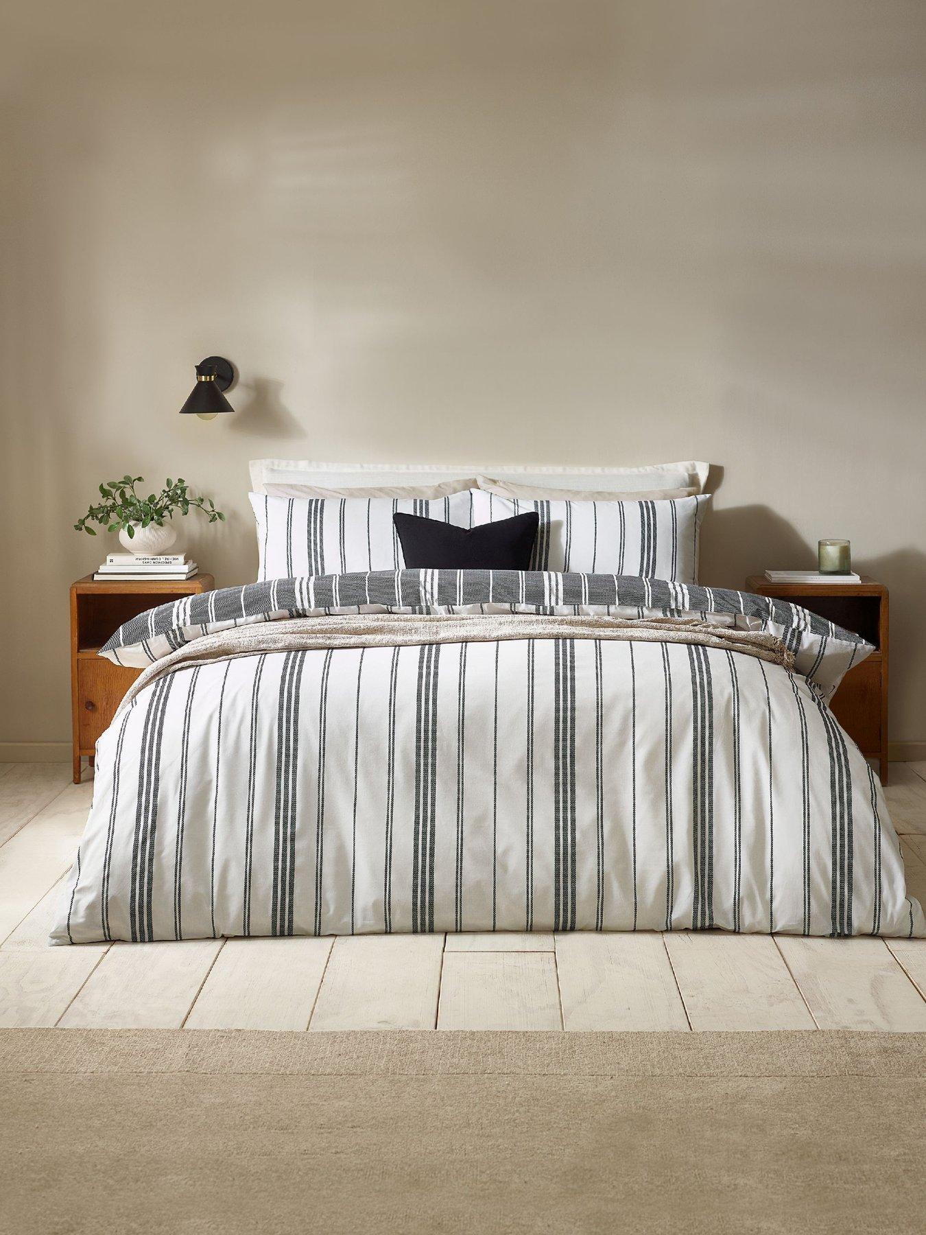 Catherine Lansfield Harbour Stripe Duvet Set Black