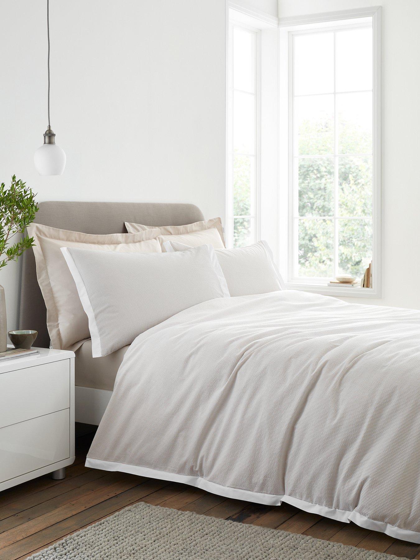 Image 3 of 7 of Bianca Seersucker Woven Stripe Duvet Set Natural