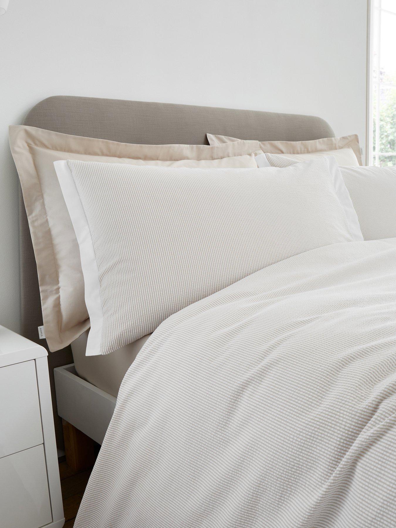 Image 4 of 7 of Bianca Seersucker Woven Stripe Duvet Set Natural