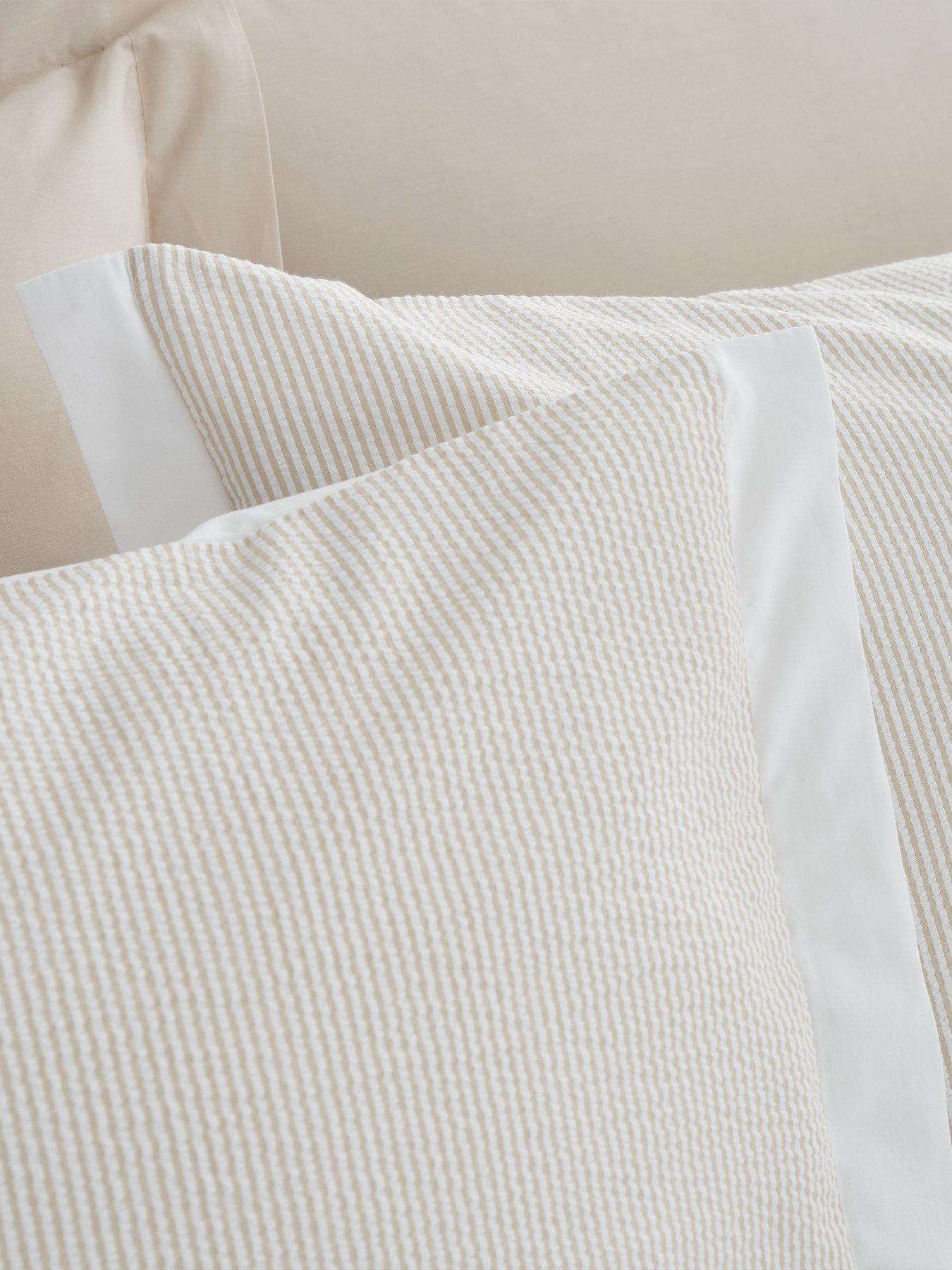 Image 5 of 7 of Bianca Seersucker Woven Stripe Duvet Set Natural