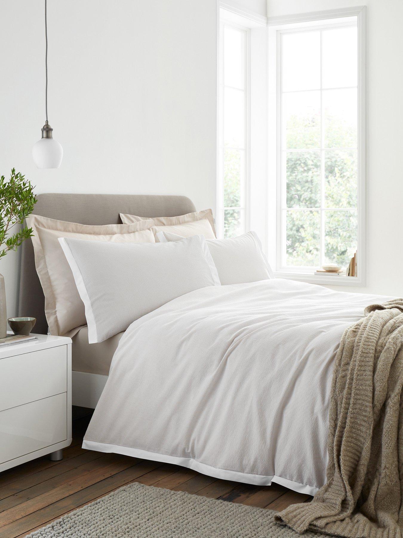 Image 6 of 7 of Bianca Seersucker Woven Stripe Duvet Set Natural