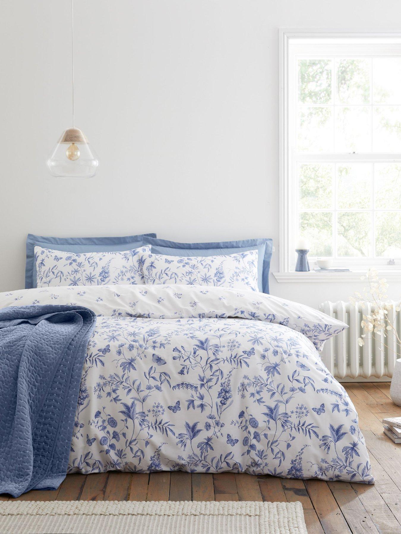 Bianca Thea Floral 100% Cotton Duvet Set Blue