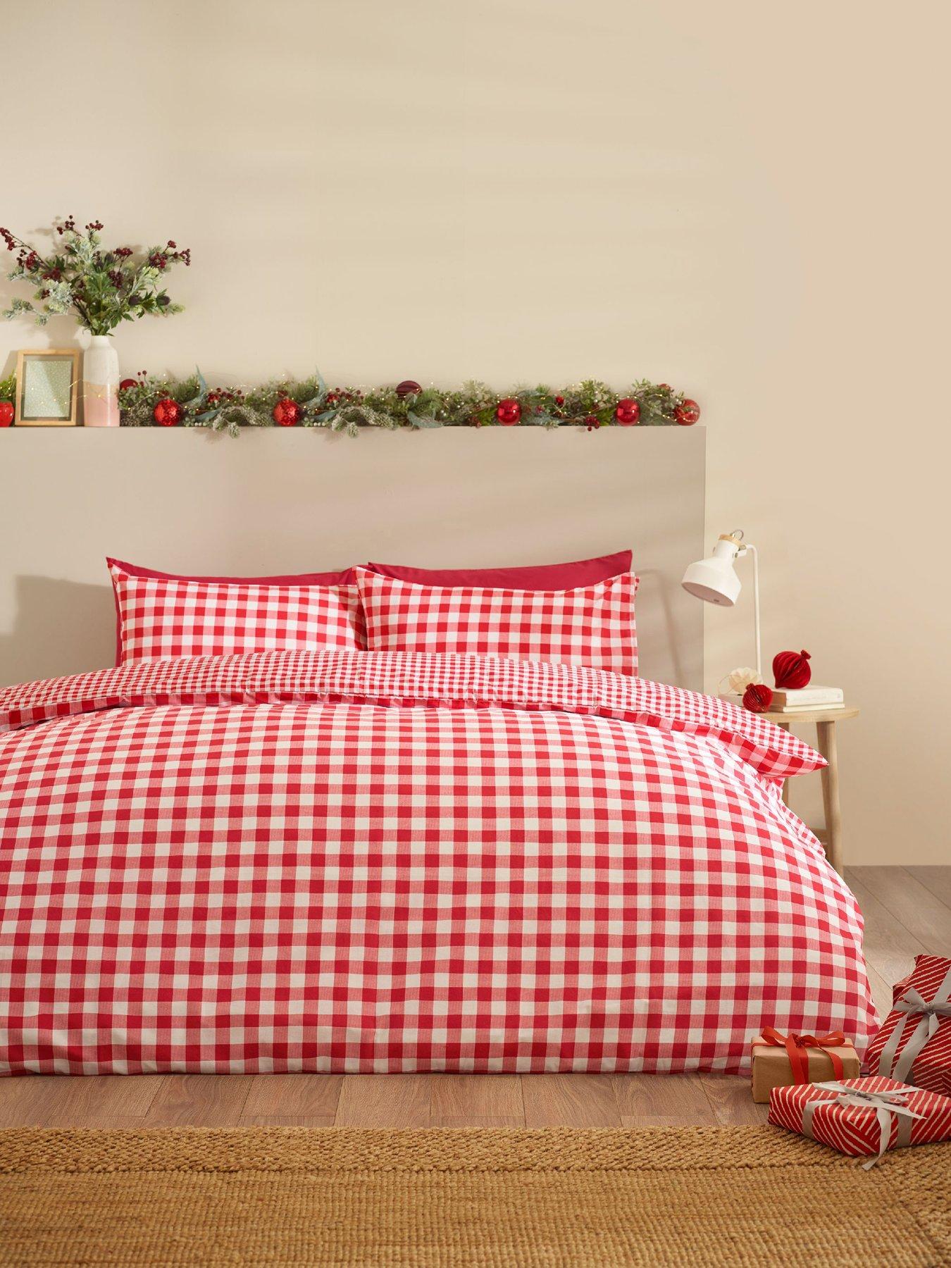 Catherine Lansfield Bamford Gingham Check Duvet Set Red