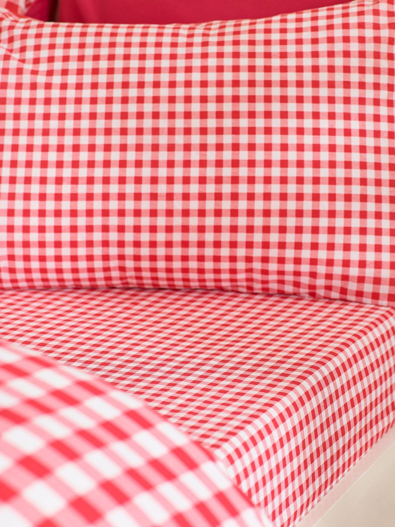 Catherine Lansfield Bamford Gingham Check Single Sheet Red