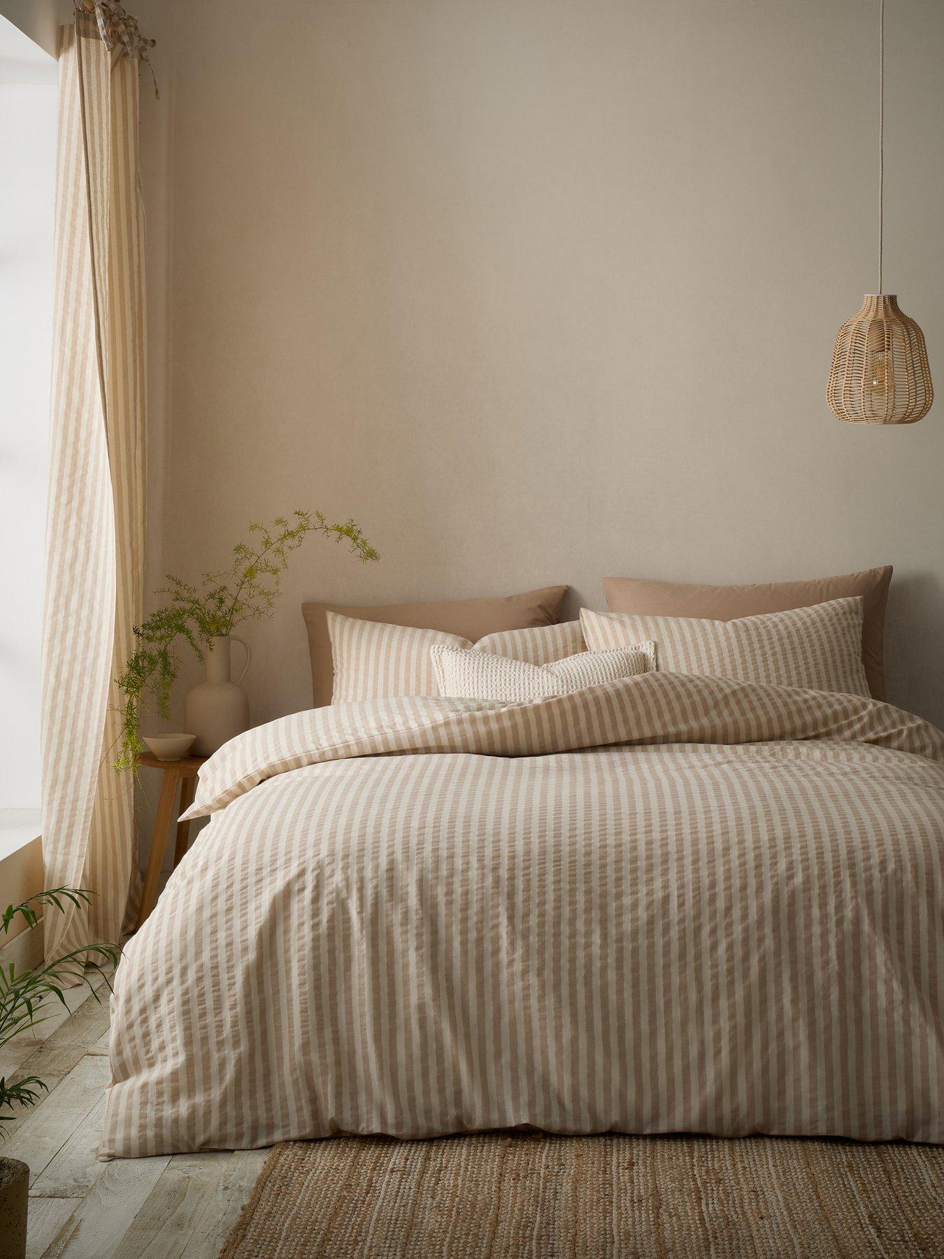 Pineapple Elephant Cotton Rich Woven Stripe Duvet Set Natural