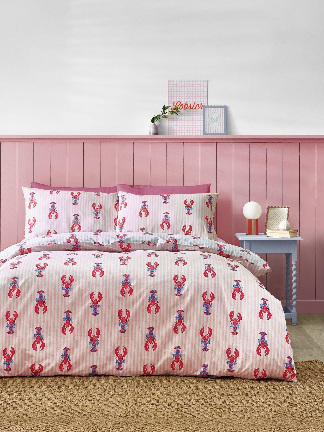 Sassy B Lobster Stripe Single Duvet Set Pink / Blue