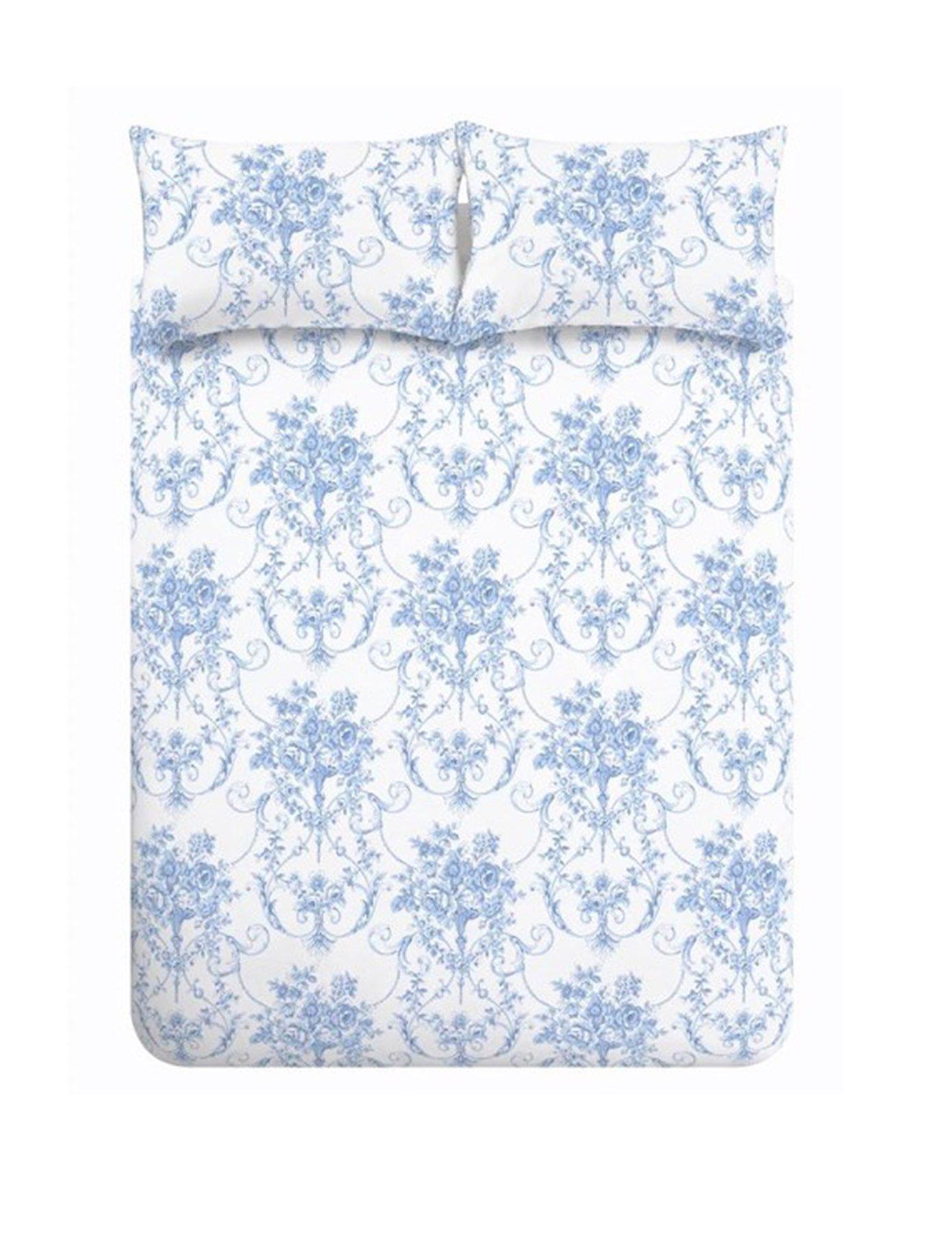 Image 2 of 6 of Catherine Lansfield Antoinette Damask Floral Duvet Set Blue