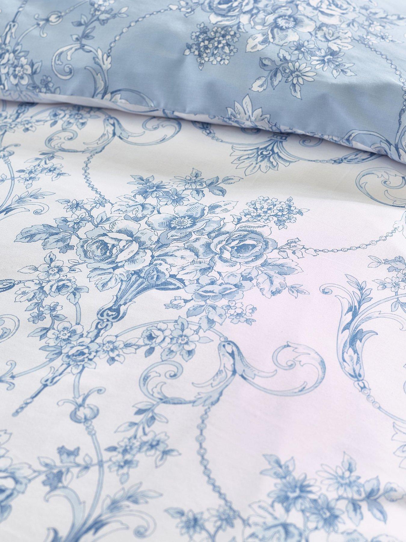 Image 6 of 6 of Catherine Lansfield Antoinette Damask Floral Duvet Set Blue