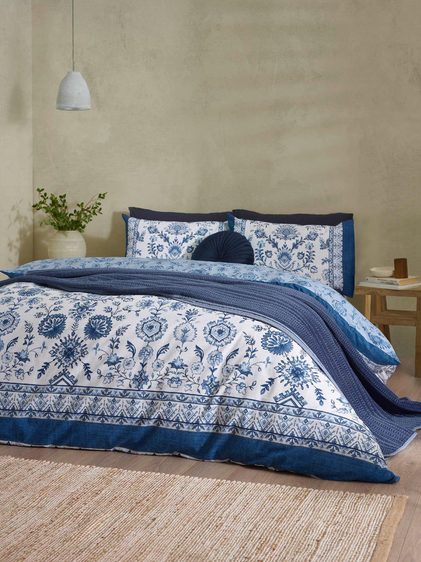 Catherine Lansfield Zoukara Floral Duvet Set Blue