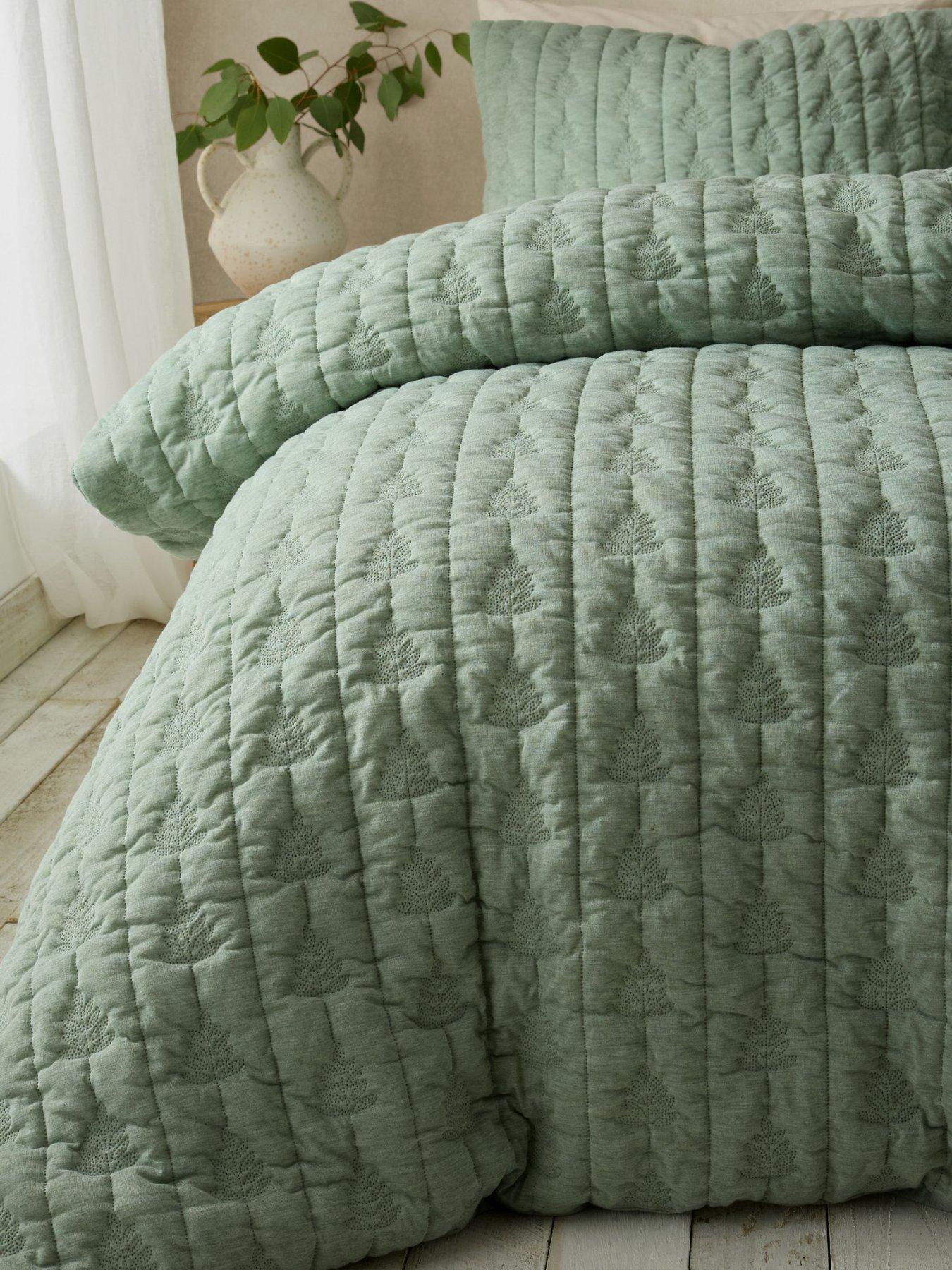 Pineapple Elephant Tamba Leaf Jersey Stripe Double Duvet Set Green