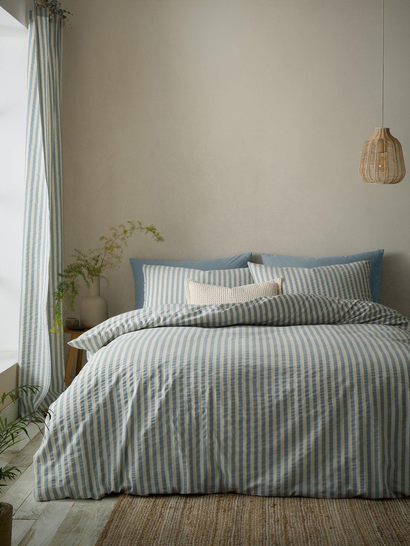 Pineapple Elephant Cotton Rich Woven Stripe Duvet Set Blue