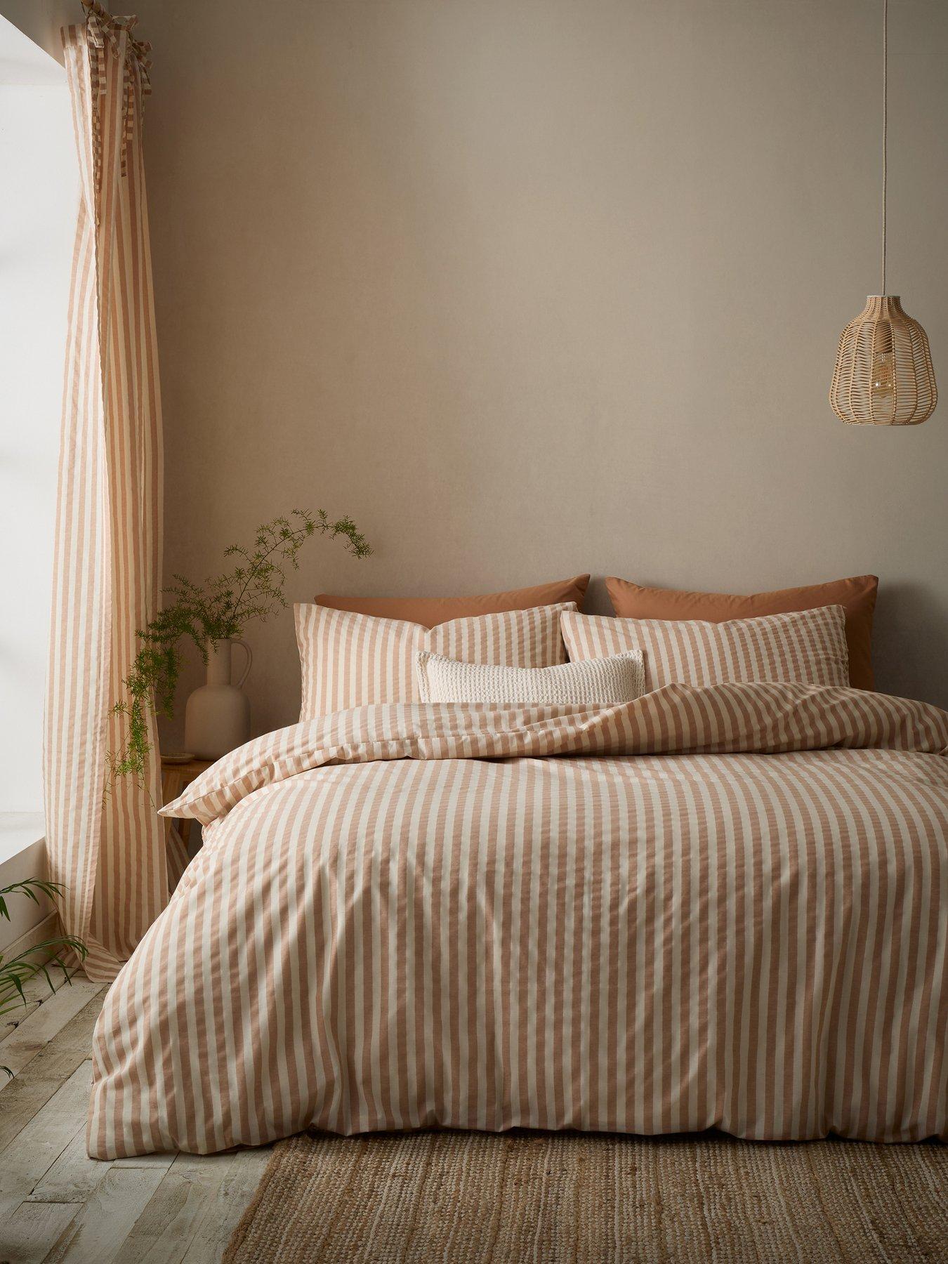 Pineapple Elephant Cotton Rich Woven Stripe Single Duvet Set Clay