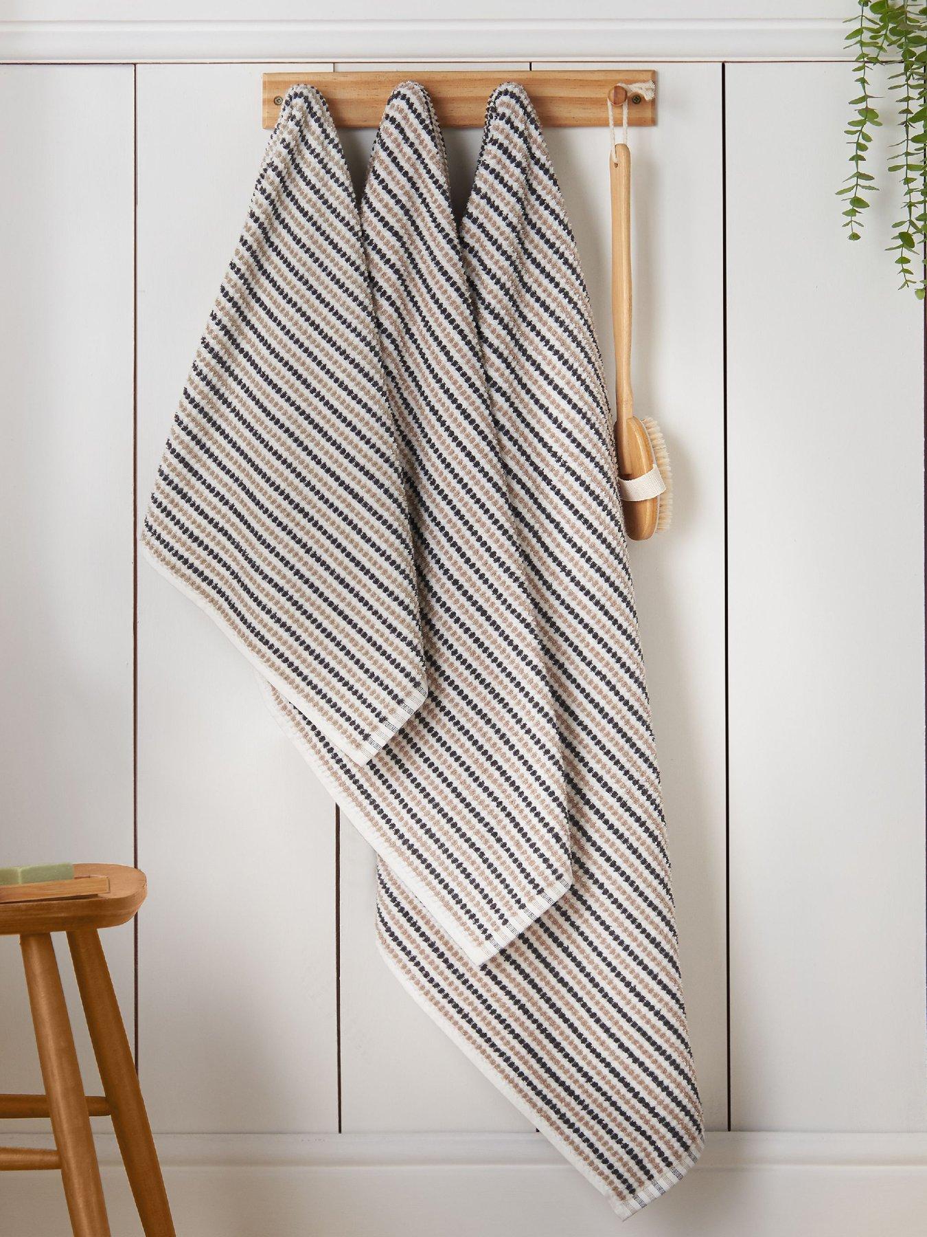 Catherine Lansfield Rice Weave Stripe Cotton Towel Collection
