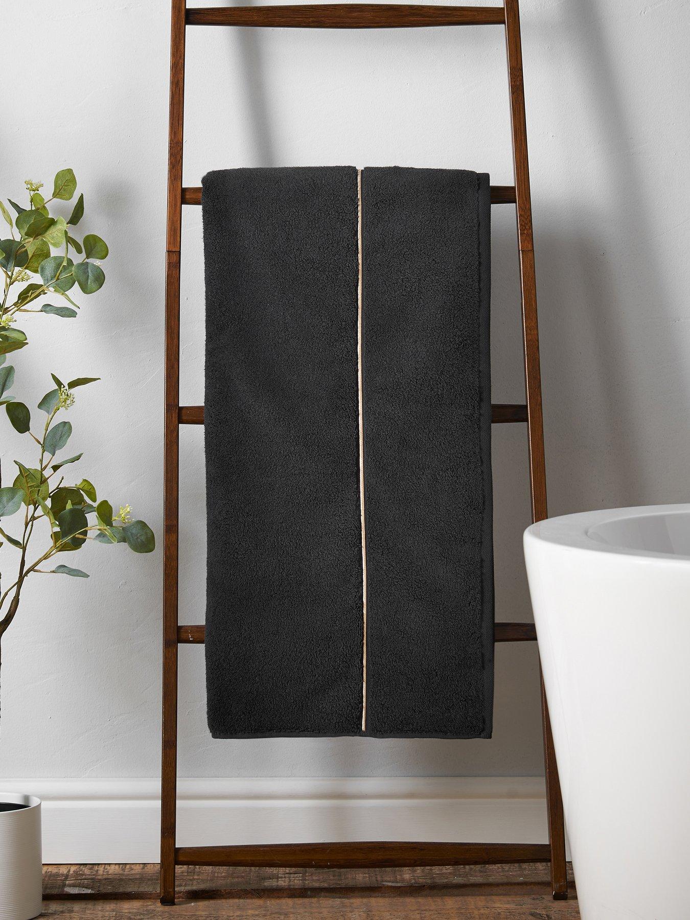 Bianca Zero Twist Satin Stitch 100% Cotton Hand Towel 50 X 90 Black