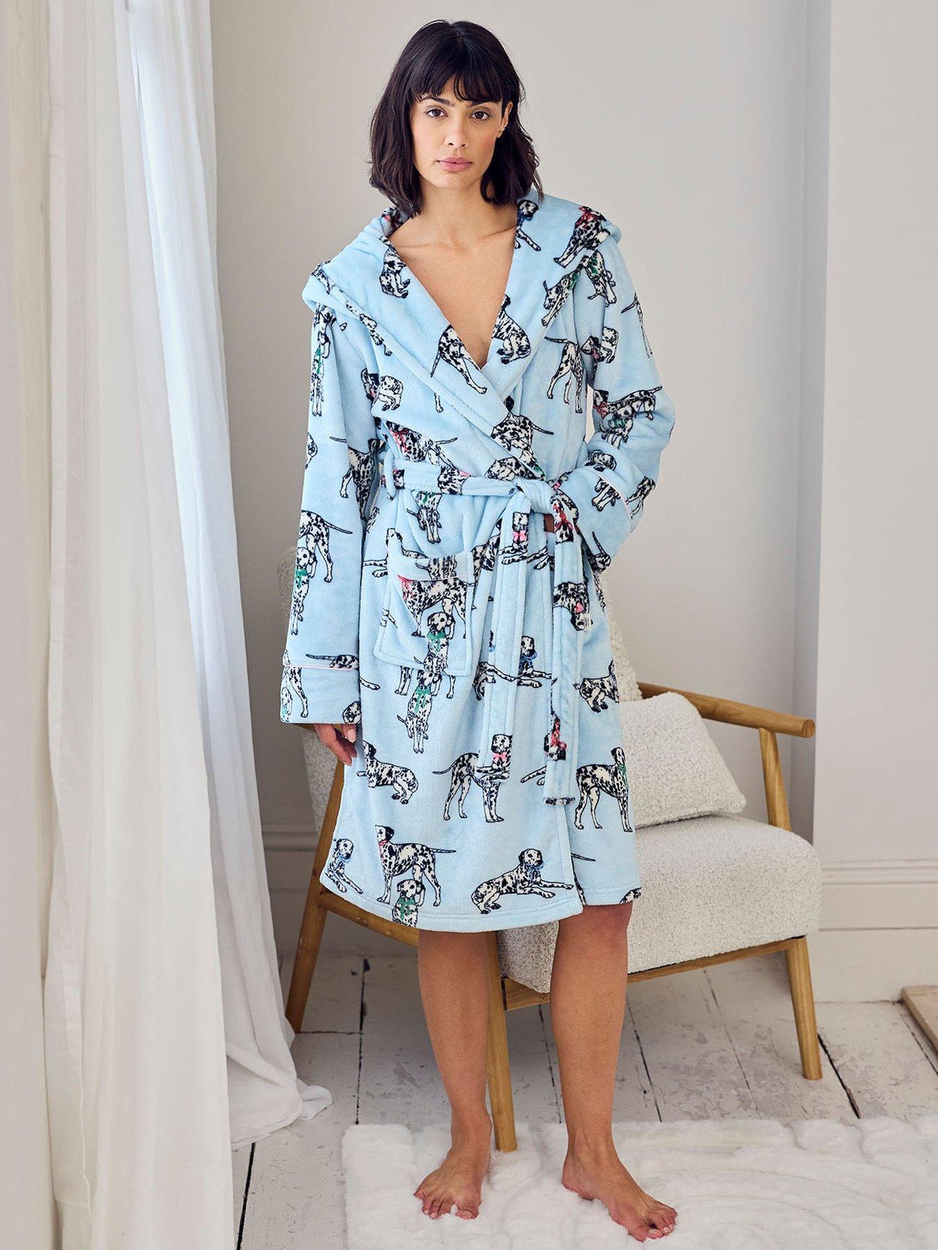 CHELSEA PEERS Fleece Dalmatian Dogs Print Dressing Gown - Blue