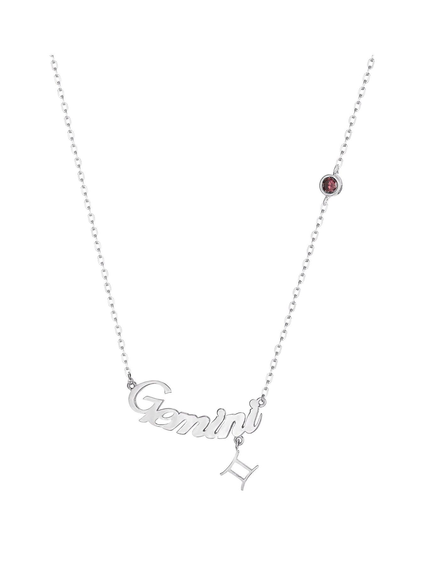 Seol + Gold Sterling Silver Birthstone Star Sign Necklace (all zodiac)