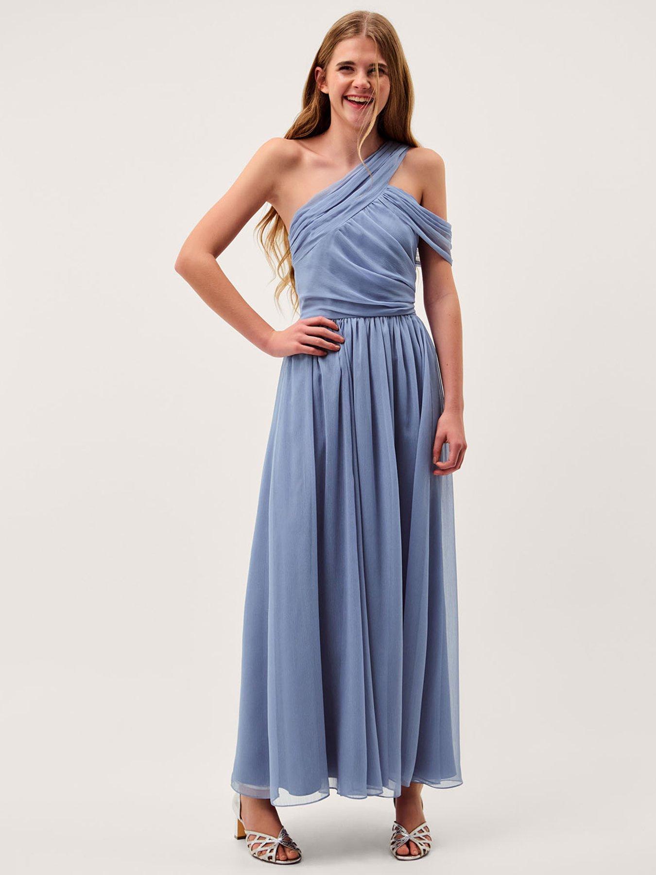 Monsoon Girls Arianna One Shoulder Prom Dress - Light Blue