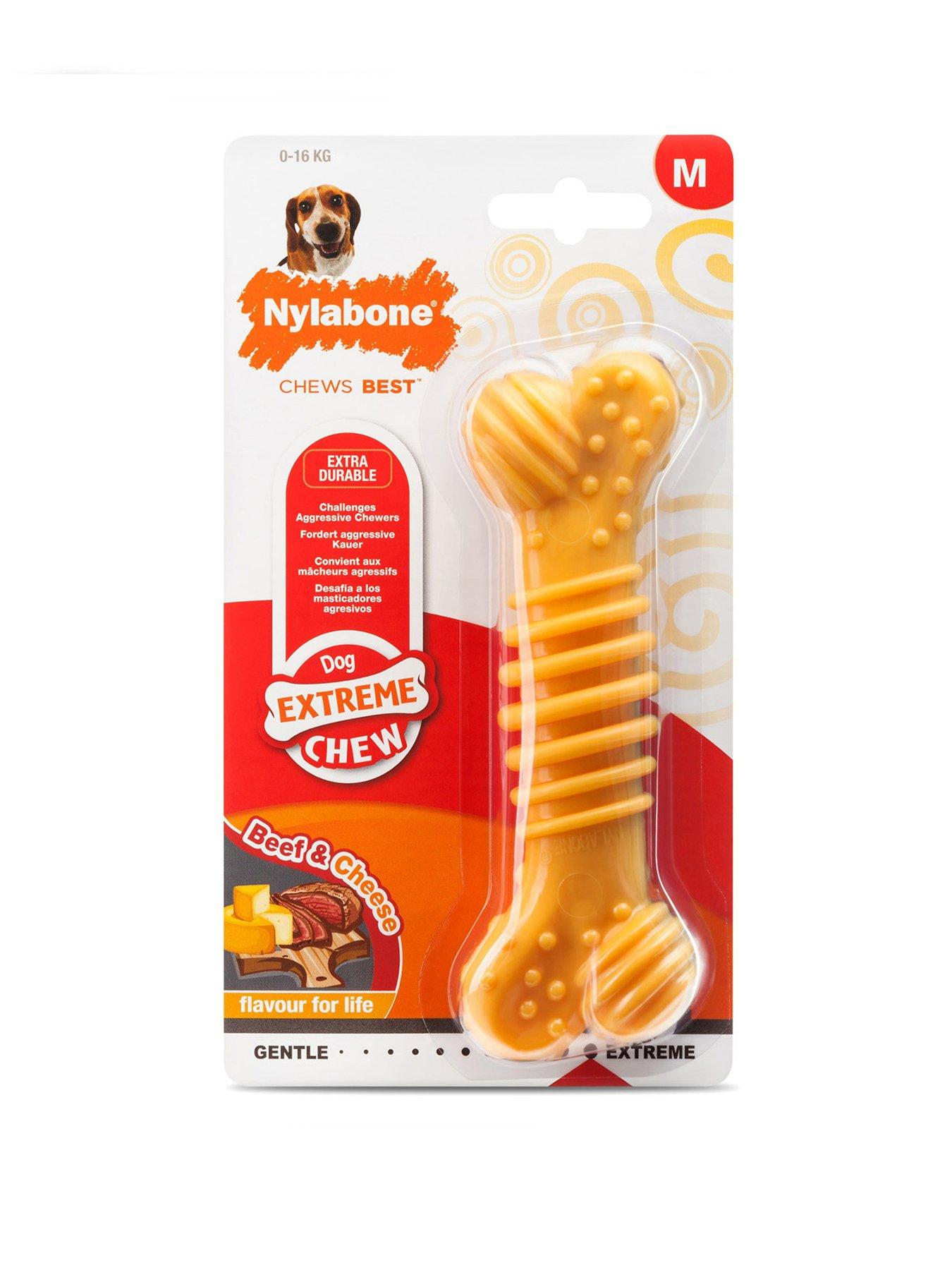 Nylabone Dog Extream Chew Texture Bone Toy Beef & Cheese Flavout Medium