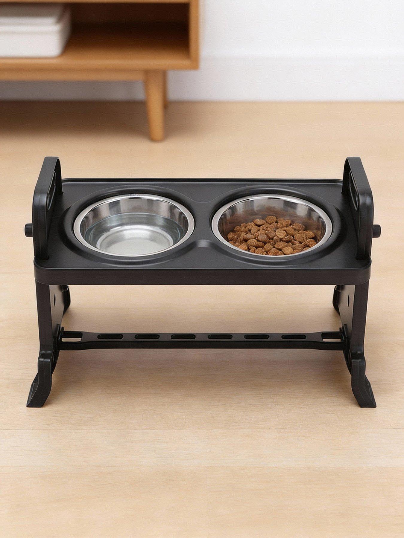 Living and Home Elevated Feeder with 2 Stainless Steel Bowls