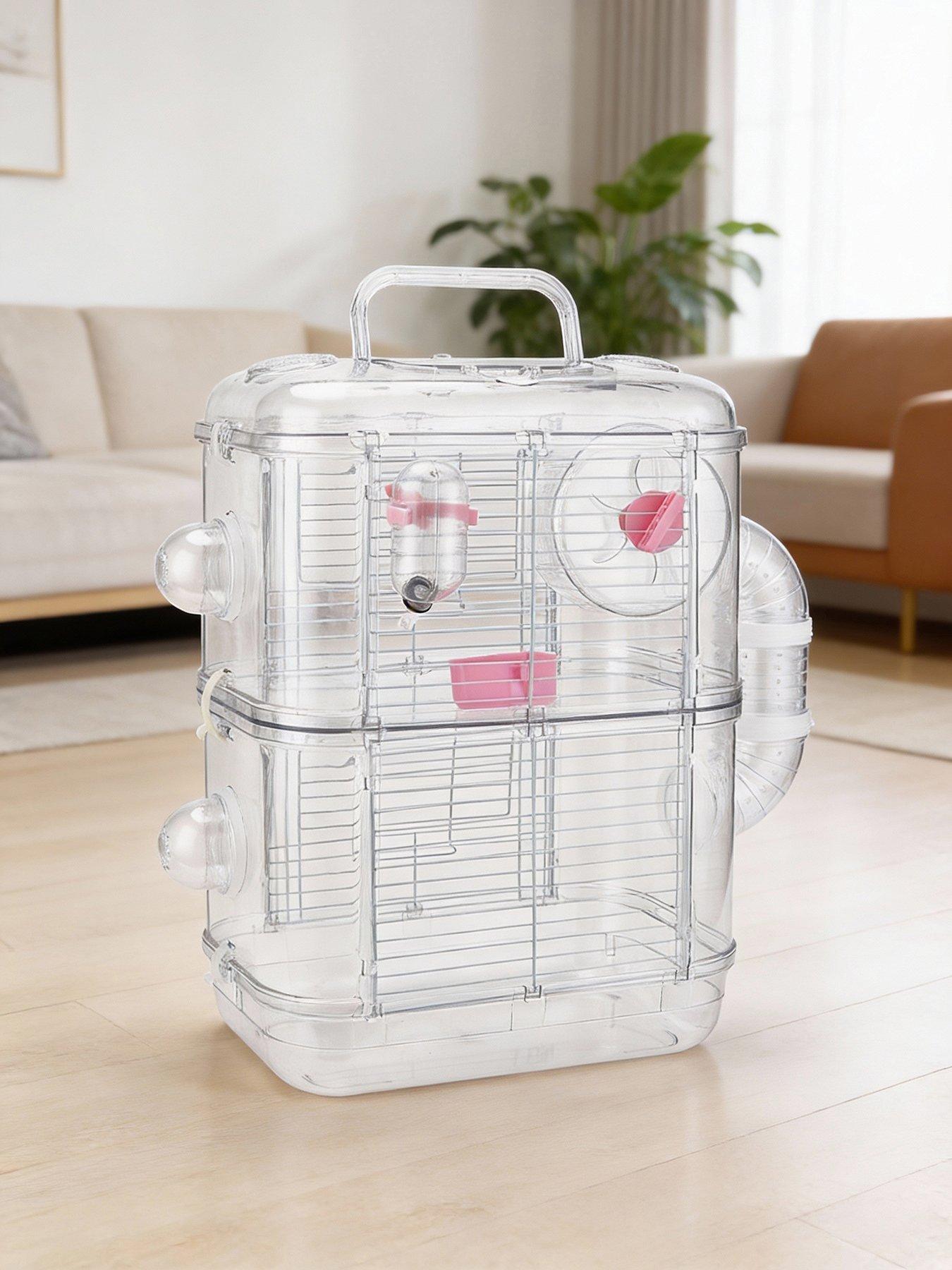 Living and Home Double Layer Hamster Cage with Handle
