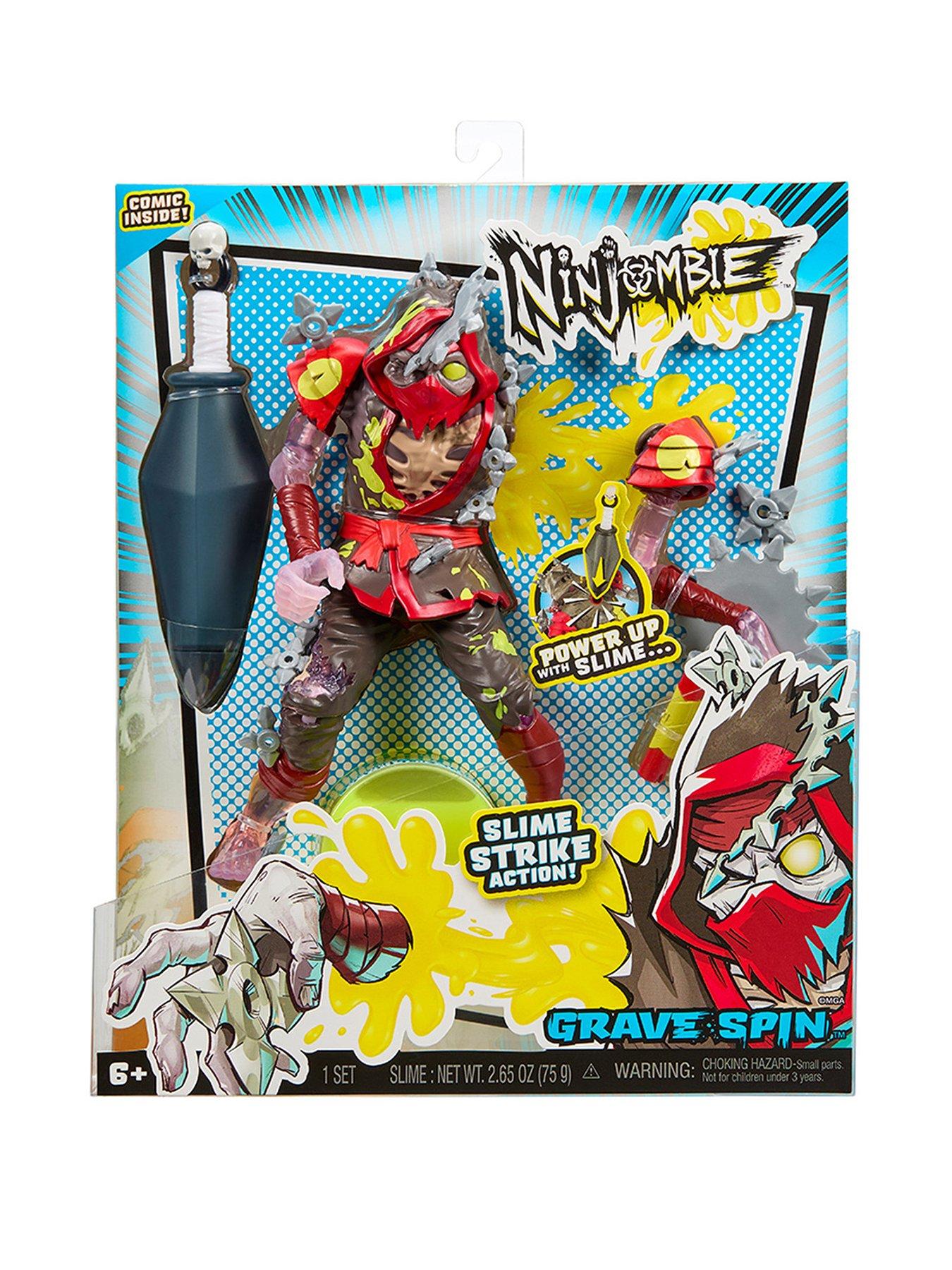 Image 1 of 8 of Ninjombie Action Figure - Grave Spin, Ninja Zombie with Slime
