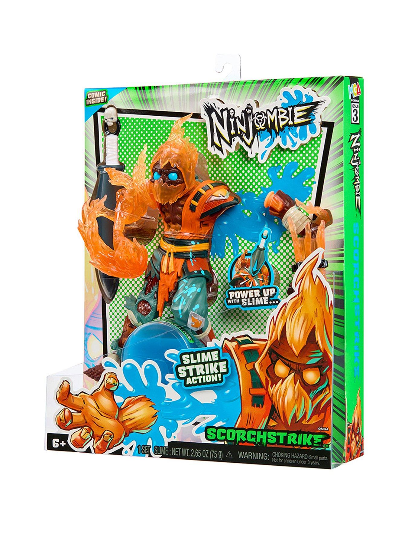 Image 1 of 8 of Ninjombie Action Figure - Scorchstrike, Ninja Zombie with Slime