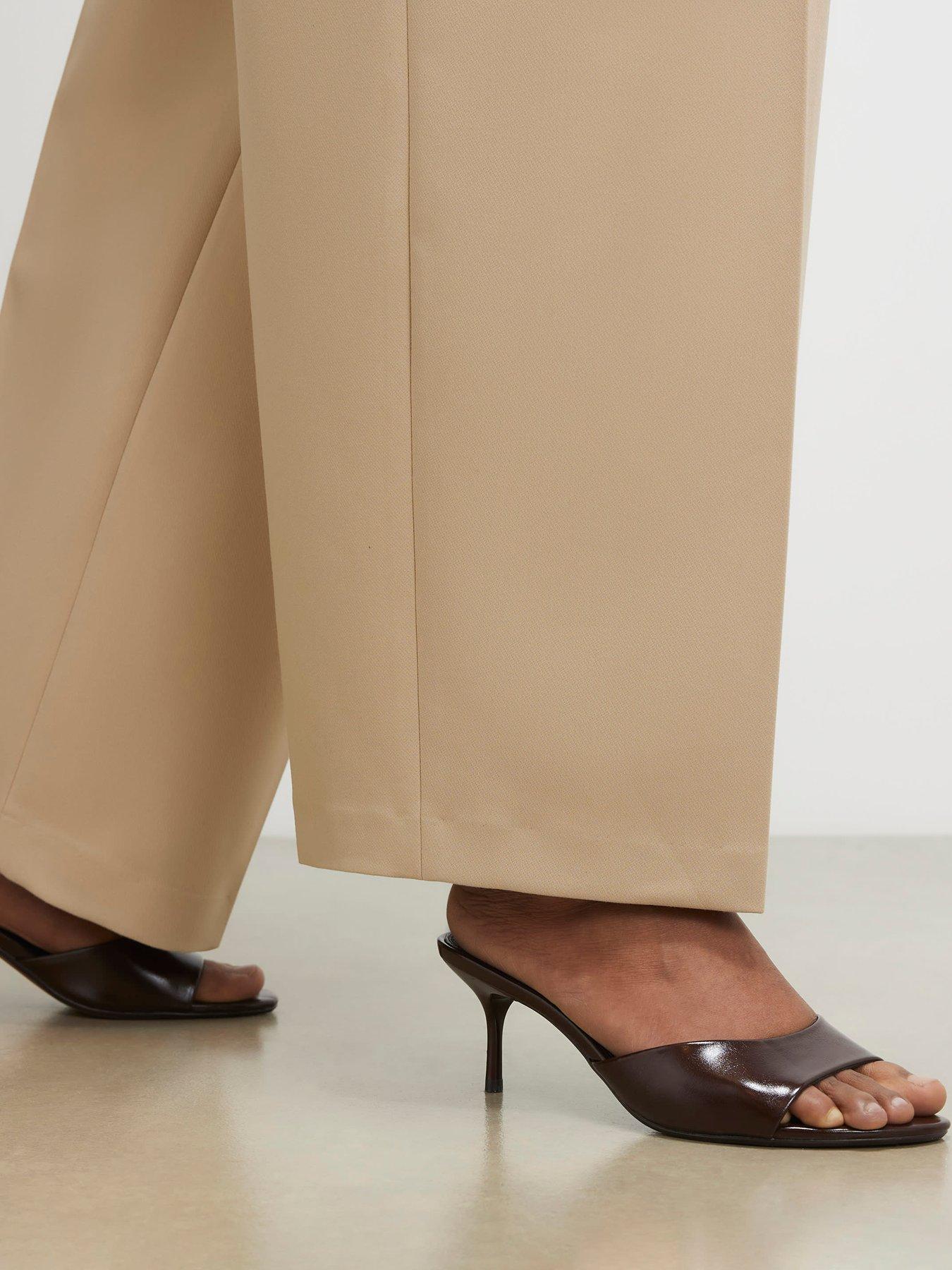 River Island Suedette Mule Heeled Sandal - Brown