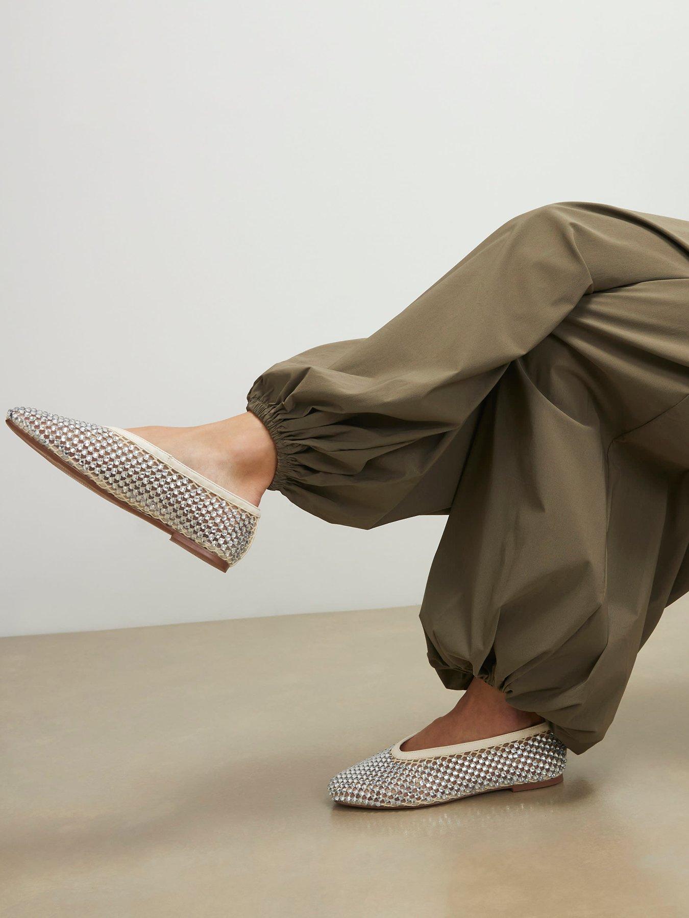 Image 1 of 6 of River Island Embellished Ballet - Cream
