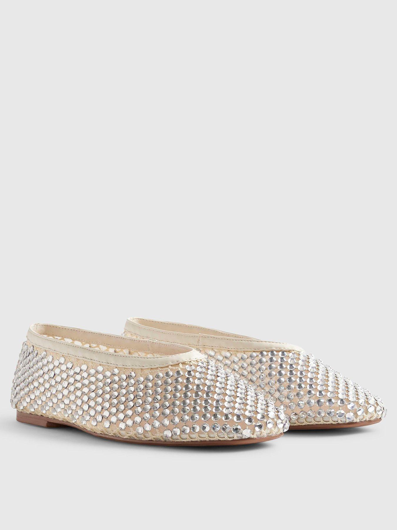Image 3 of 6 of River Island Embellished Ballet - Cream